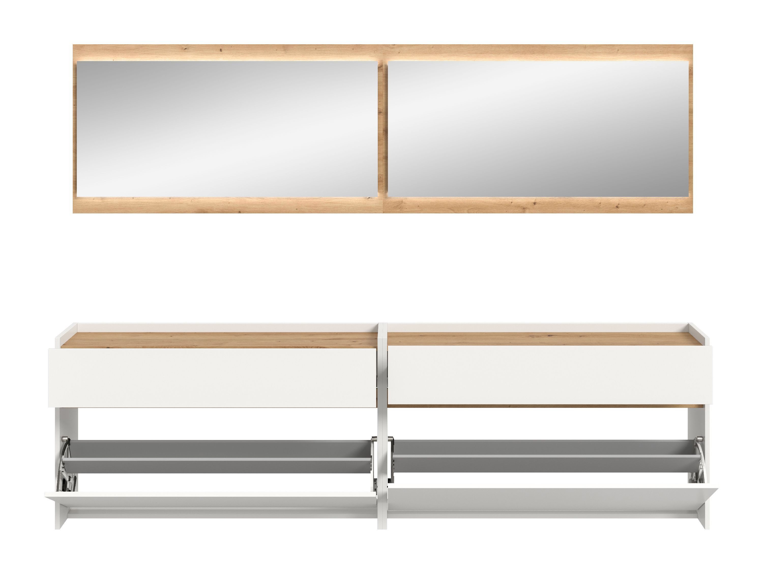 xonox.home Garderobe Drive (6tlg. Set inkl. Schuhkommode, Spiegel, LED), weiß Nachbildung Melamin beschichtet modern 192x220x32 cm