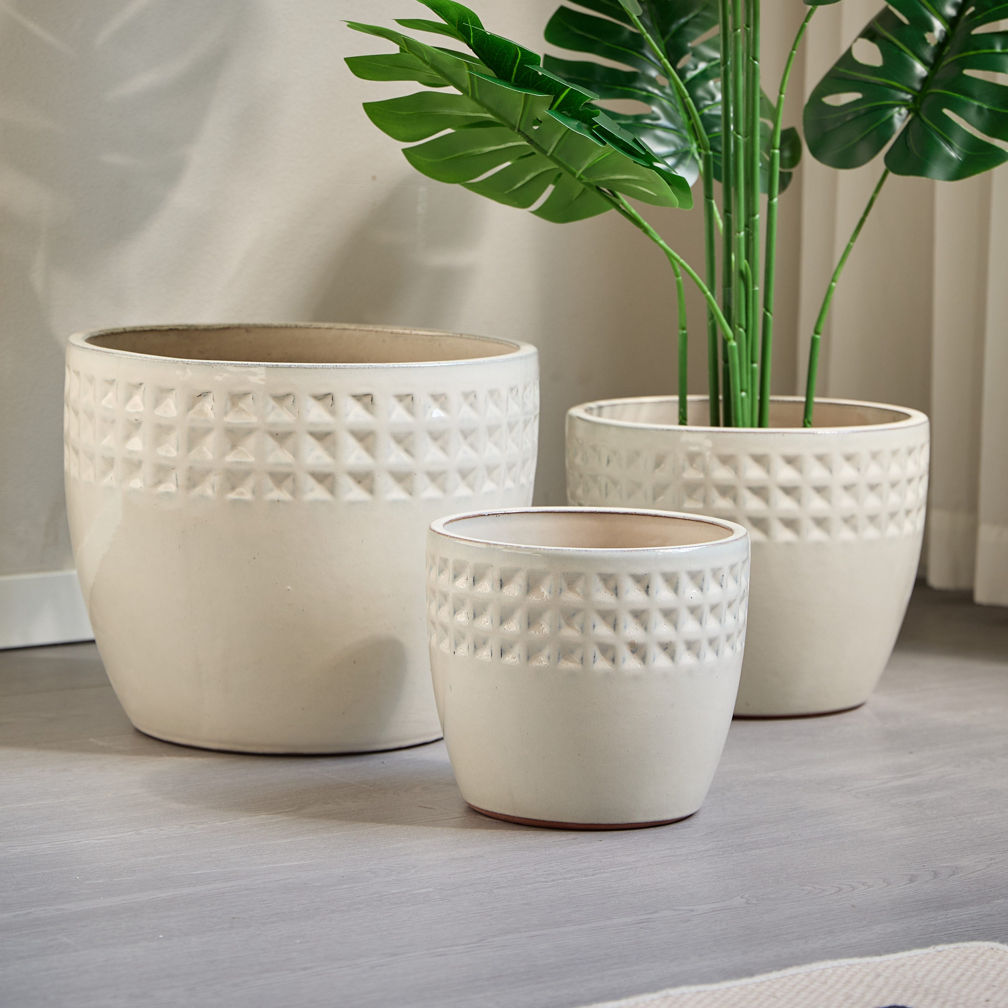 i@home Blumentopf Keramik Blumentopfe,38+30,5+23 cm Durchmesser Klein Blumentöpf