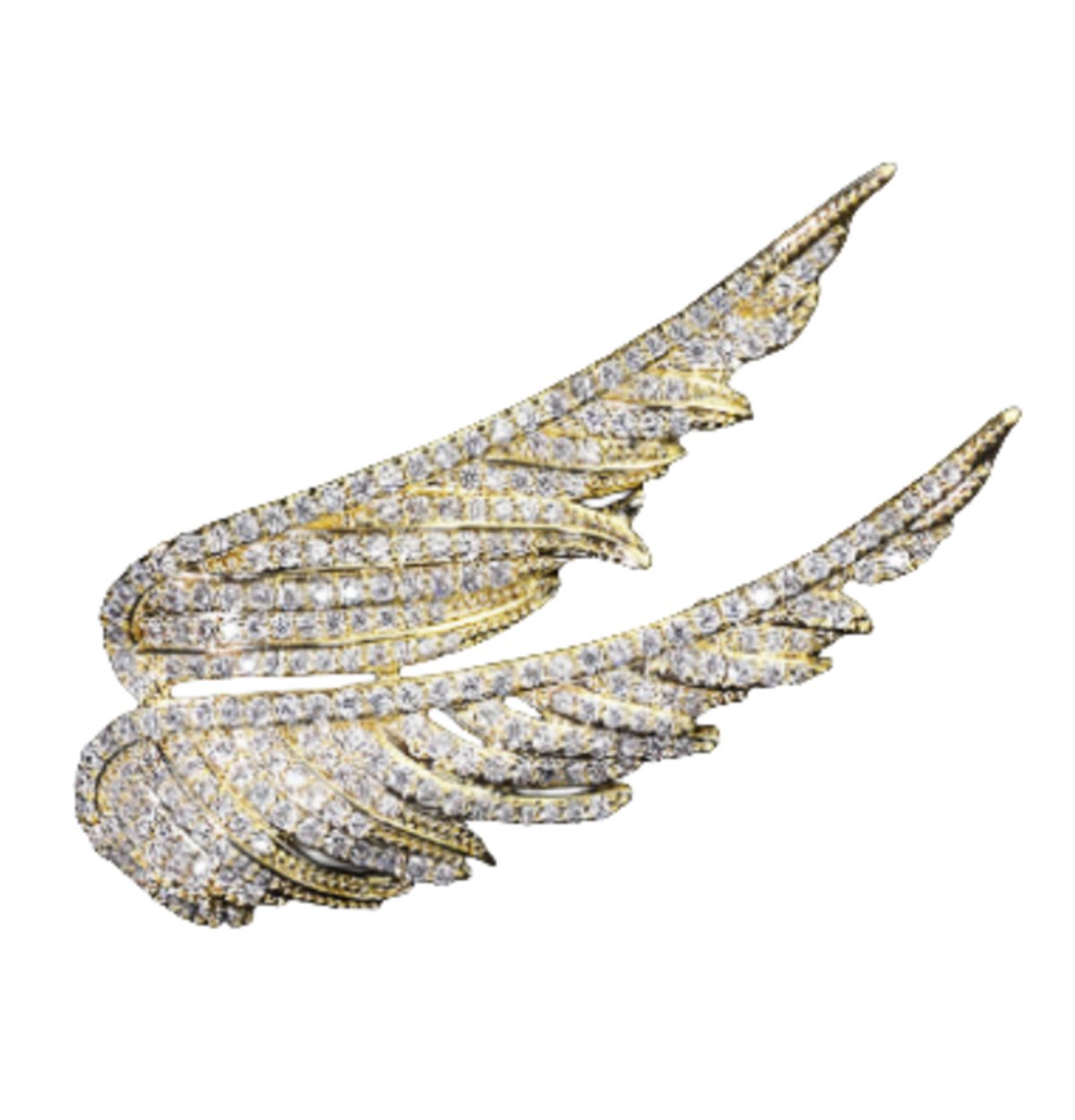 carefully selected Brosche Raffinierte und elegante Zirkonbrosche in Form eines Engelsflügels Gold