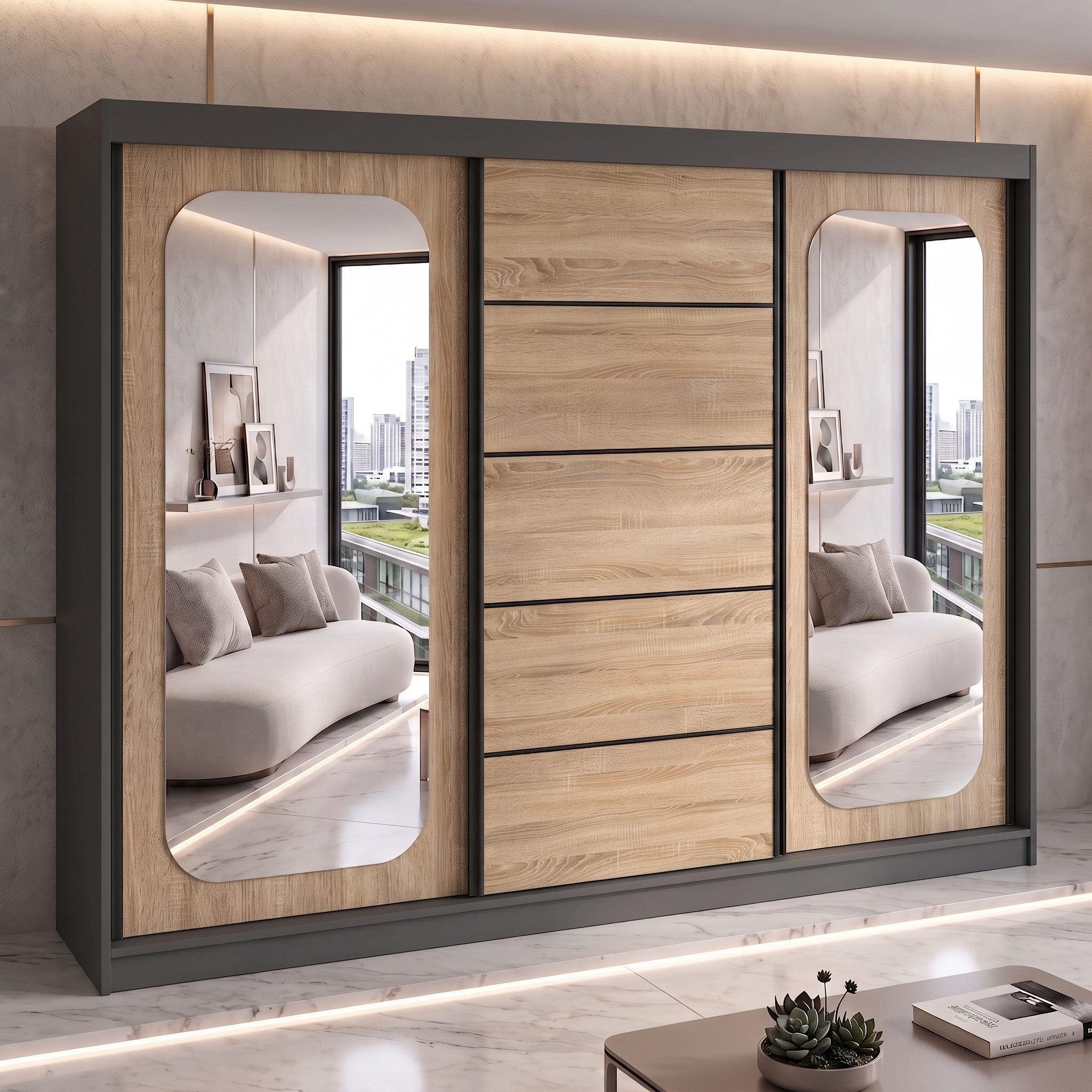 A&J MöbelLand GmbH Schiebetürenschrank BELANO – Moderner Kleiderschrank mit Schiebetüren (Die perfekte Kombination aus modernem Design, hoher Funktionalität und – Bild 2 von 5