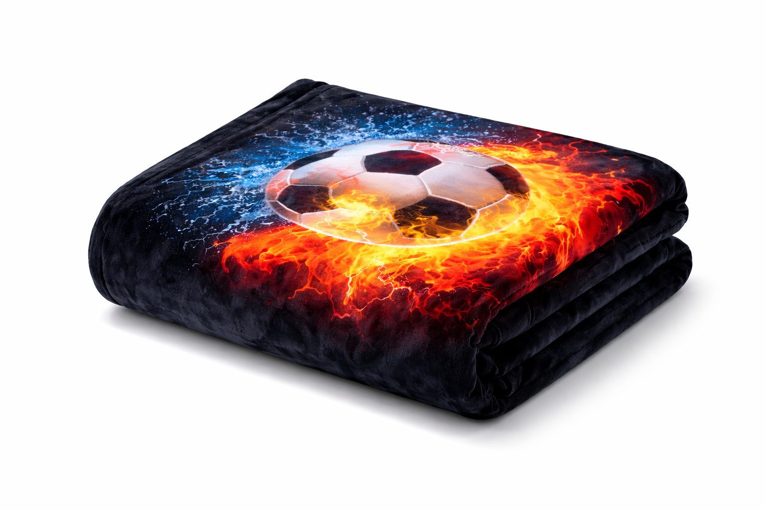 Wolldecke mit Fußball-Muster, 150x200cm, Stoffschmiede