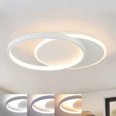 ZMH LED Deckenleuchte Dimmbar Deckenlampe Wohnzimmer mit 2 Rund Ring, LED fest integriert, Tageslichtweiß, 35W, 2800lm