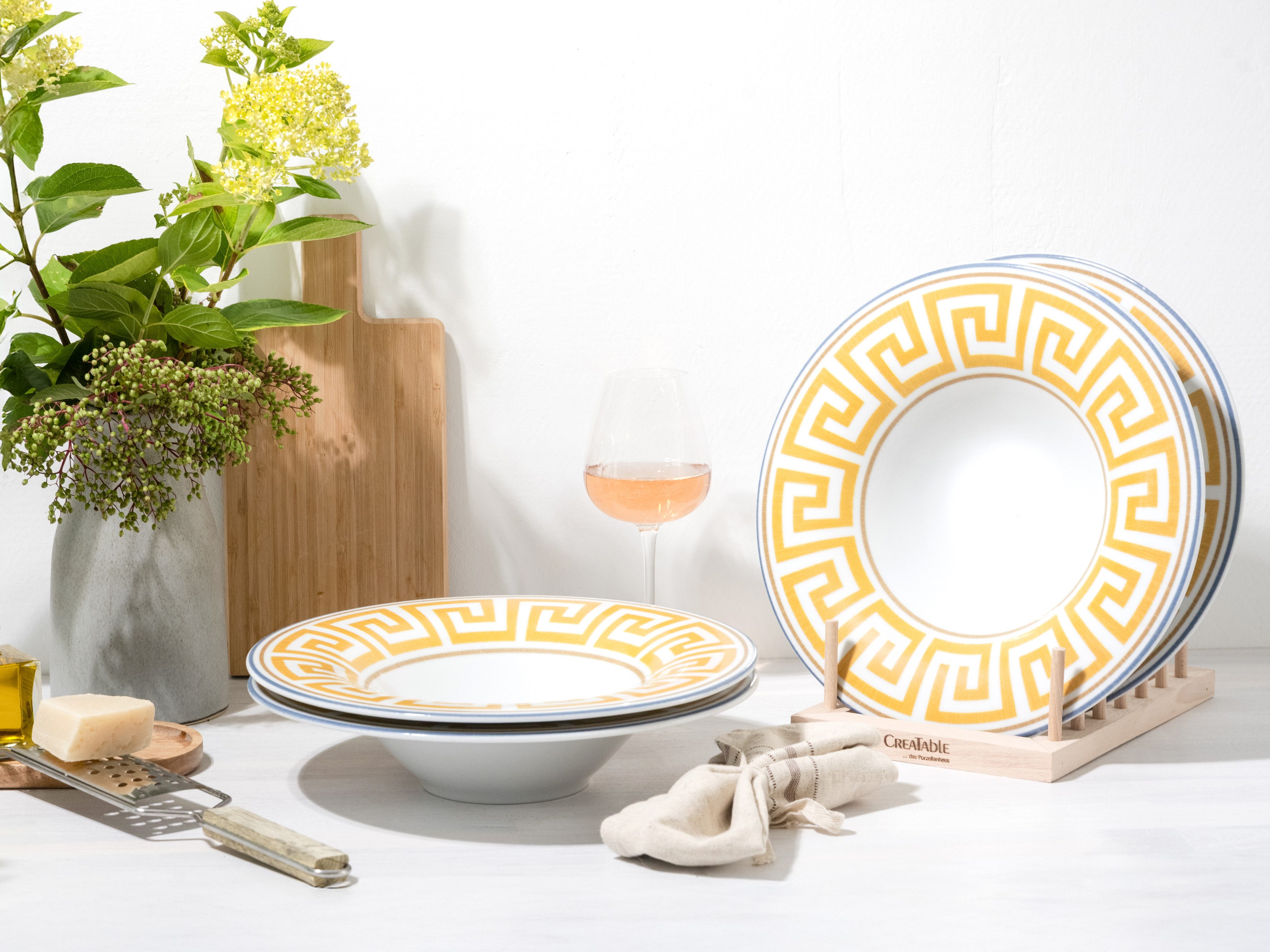 CreaTable Pastateller Gourmet Athena, Teller Set, 4-tlg., (4 St), Griechische Eleganz, Vielseitig einsetzbar