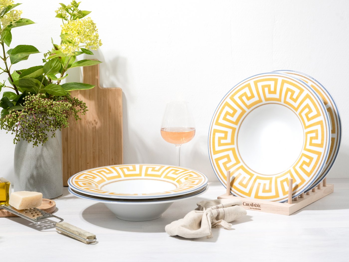 CreaTable Pastateller Gourmet Athena, Teller Set, 4-tlg., (4 St), Griechische Eleganz, Vielseitig einsetzbar