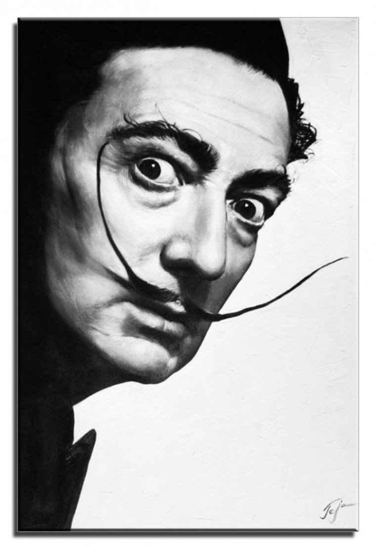 JVmoebel Ölgemälde Salvador Dalí Portrait Bild Echte Handarbeit Rahmen G06607 Sofort, Made in Europa
