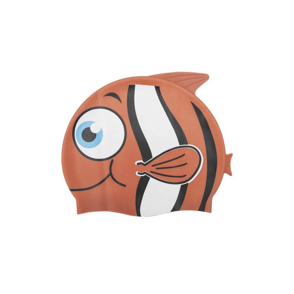 BESTWAY Badekappe Schwimmhaube Bademütze Kinderschwimmkappe (Spar-Set, 1 St), Silikon, Fischmotiv, latex- & Kunststoff-frei, Universalgröße