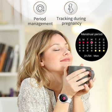 findtime Smartwatch (1,09 Zoll, Android, iOS), mitSchrittzähler Kalorie Puls Sportuhr Musiksteuerung IP68 Wasserdicht