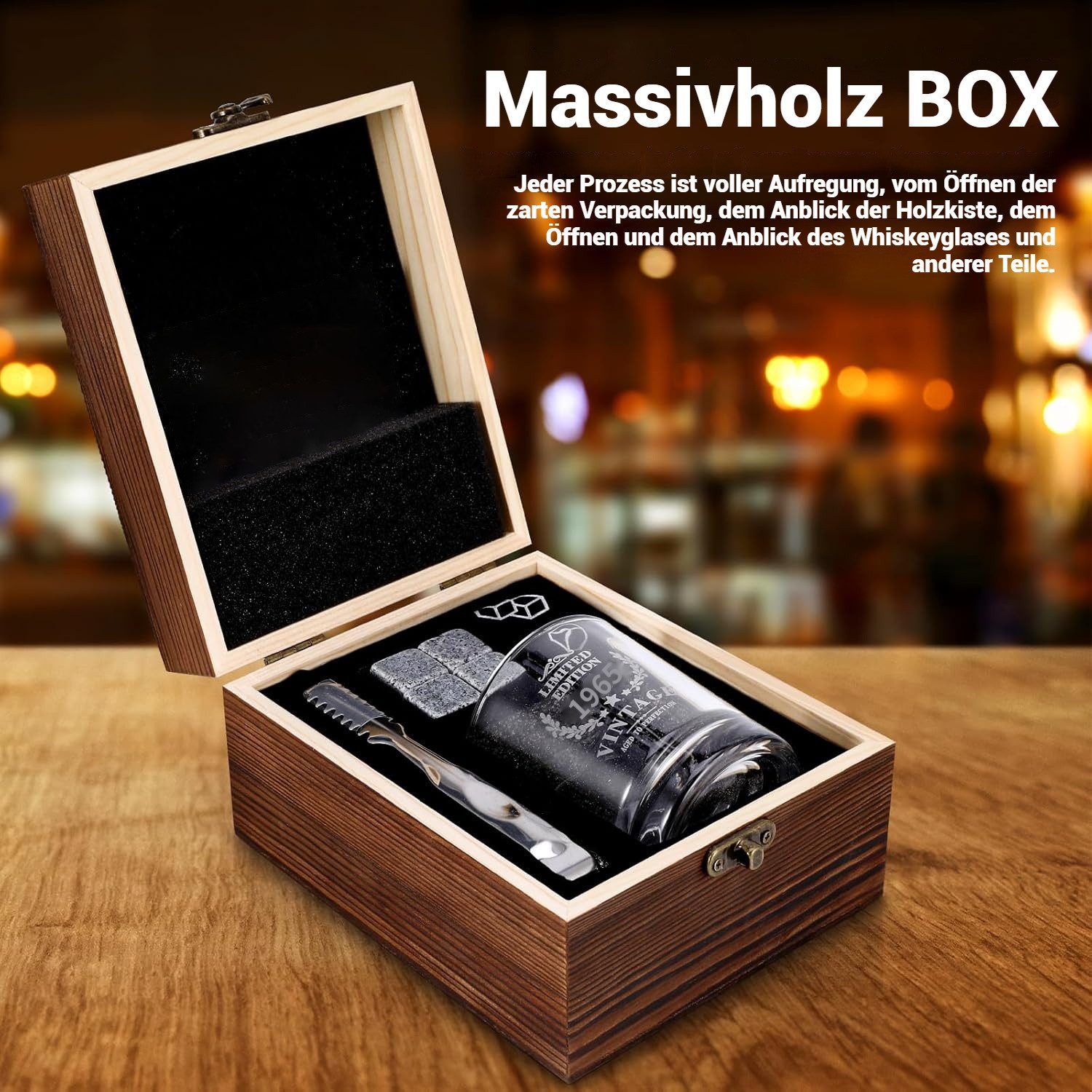 Thumbnail - BlingBin Geschenkbox Geburtstag Geschenke Männer Vintage 1965 Whiskey Glas Set (1er Set, 6 St., Whiskey Glas Set), Mit 4...