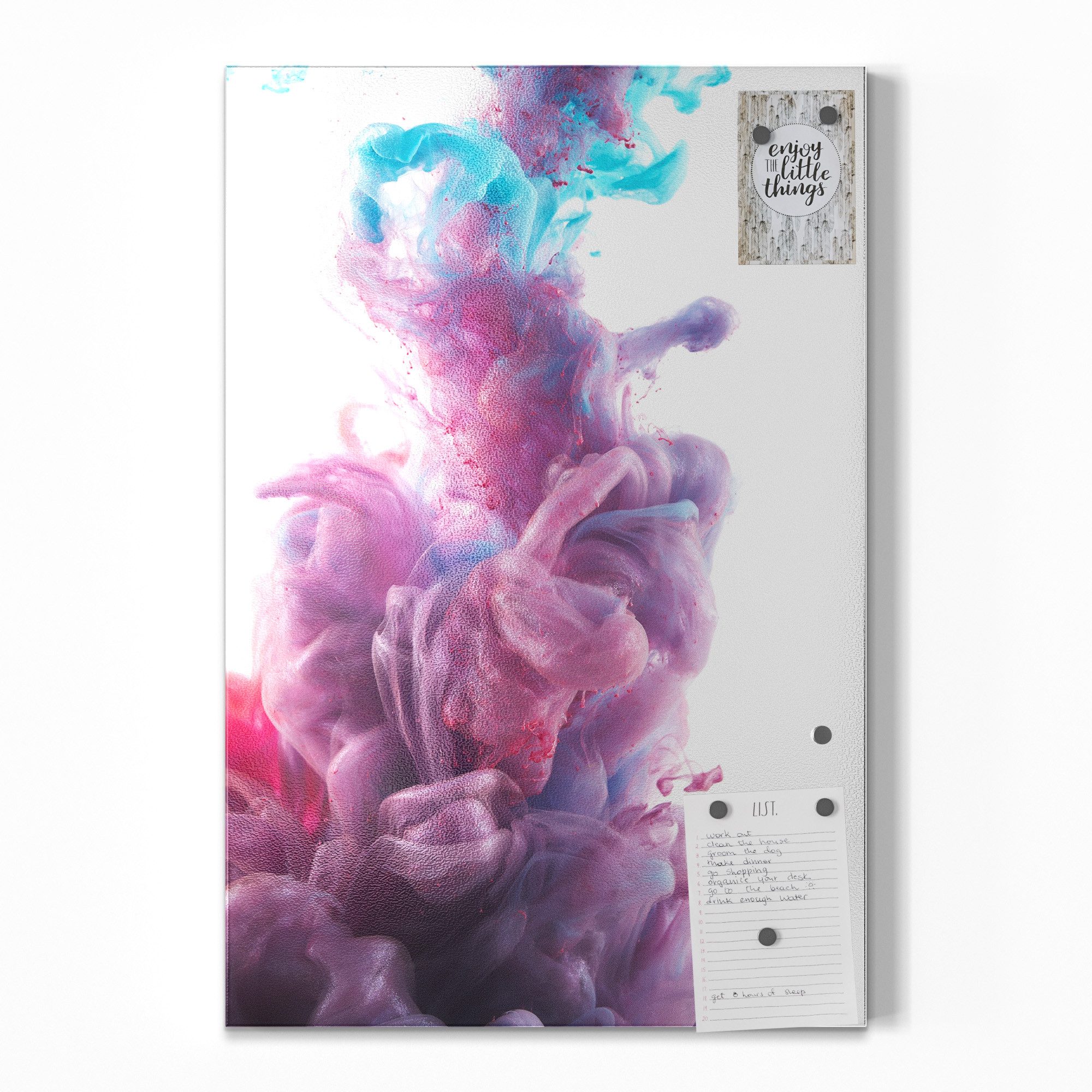 DEQOART Magnettafel 'Magische Farbwellen', Metall Whiteboard für alle Magnete, Magnetboard magnetisch