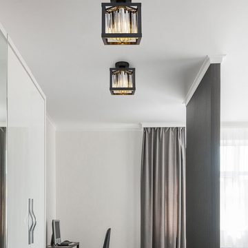 etc-shop Deckenleuchte, Leuchtmittel nicht inklusive, Kristall Deckenleuchte schwarz Deckenlampe E27 Wohnzimmer