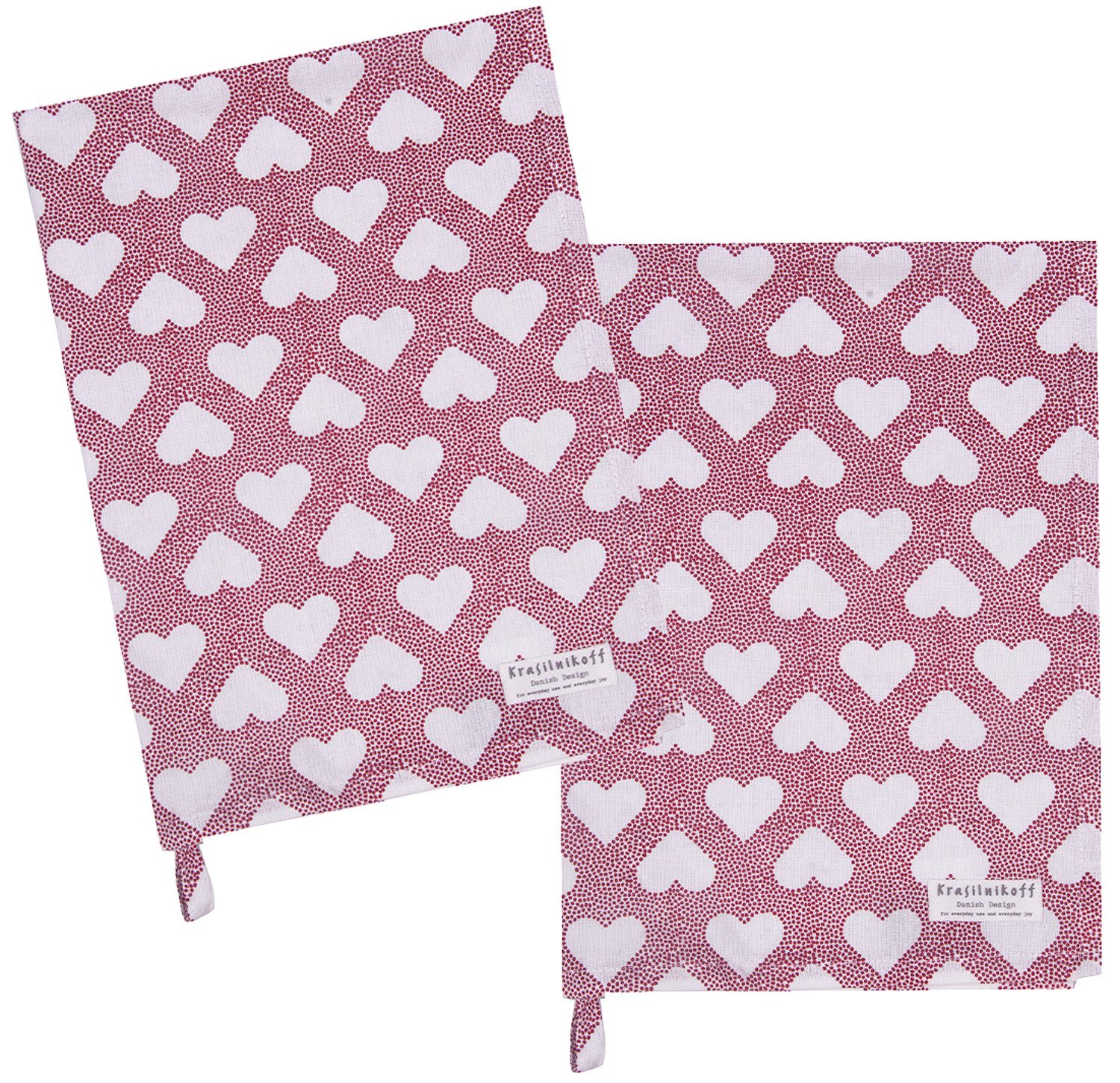 Krasilnikoff Geschirrtuch Heart Terrazzo, (2-tlg., 2-teilig), Geschirrtücher ca.50x70cm Baumwolle