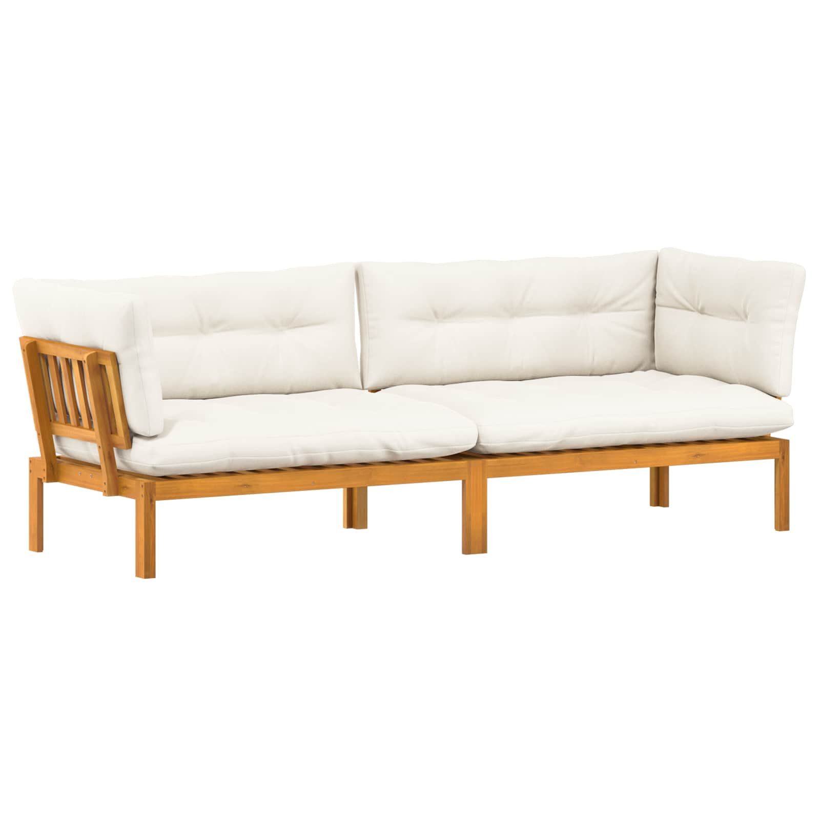vidaXL Sofaelement Garten Pallet Sofa Einheiten 2 Stück Natürlich und Cremweiß (2 St)