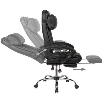 Amstyle Chefsessel SPM1.410 (Kunstleder Schwarz Bürodrehstuhl bis 120 kg), Design Drehstuhl, Schreibtischstuhl Drehbar