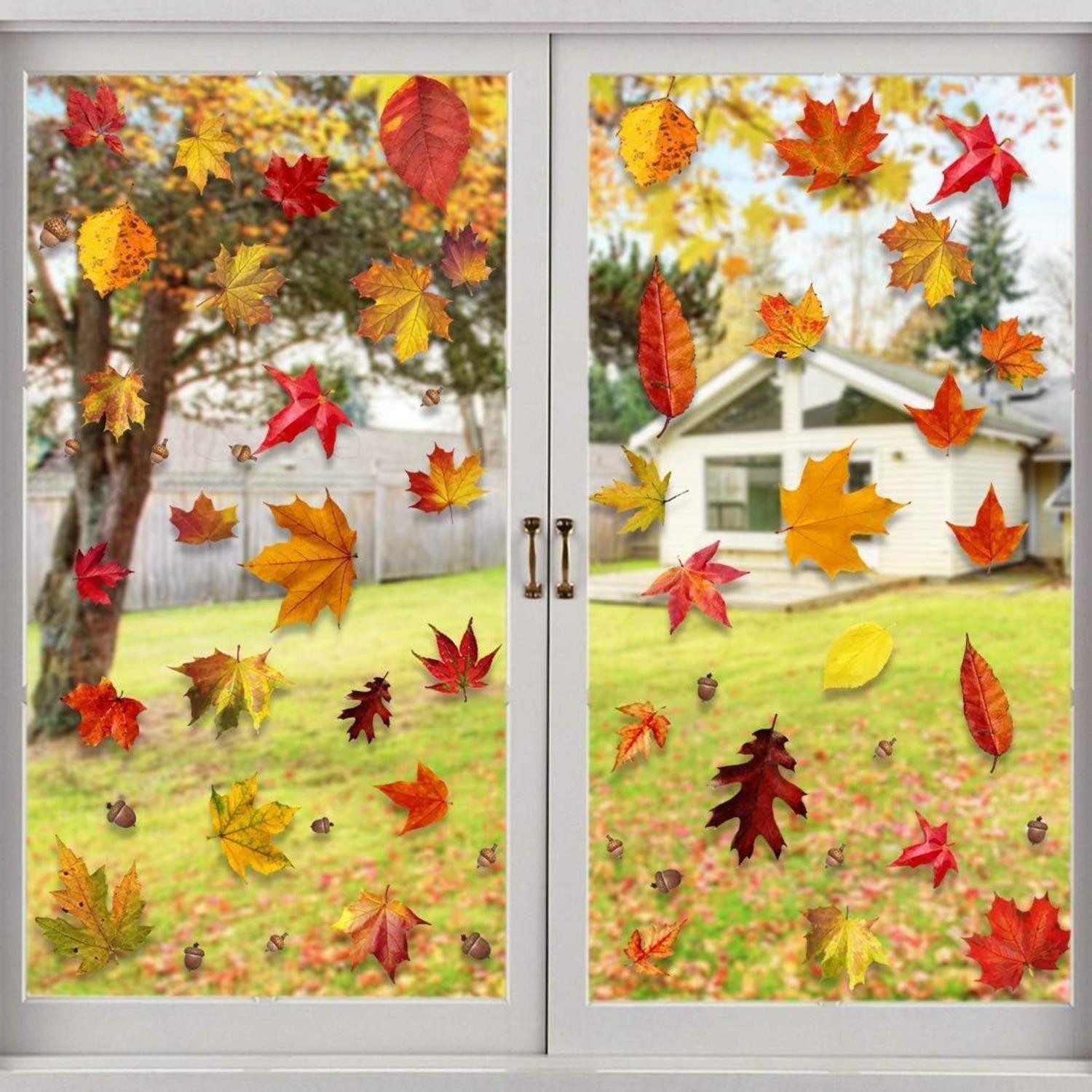 LuxusKollektion Fensterbild Fensterbilder Herbstlaub & Eicheln 6 Blätter