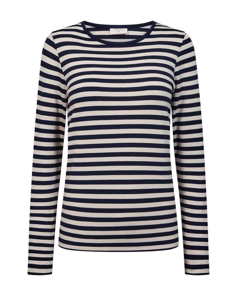 FREEQUENT Langarmshirt FQLIANA-TEE im Streifen-Look / Viskose-Stretch