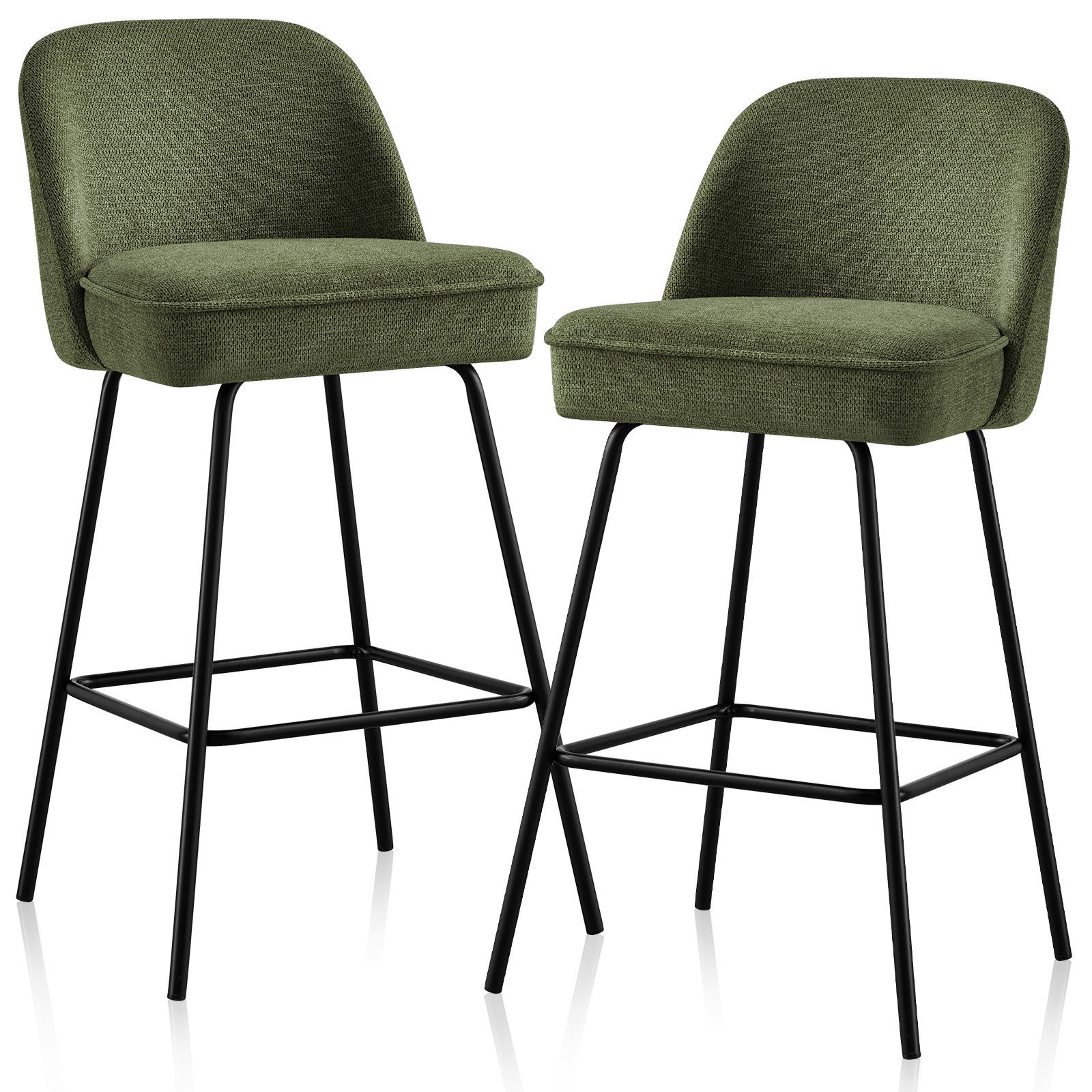 JYMTOM Barhocker Gepolsterter Sitz mit Federkern, Sitzfläche aus Leinen und Textilien (2 St), Metallbeine, für Bar, Theke, Küche, Esszimmer und Bistro geeignet – Bild 3 von 5
