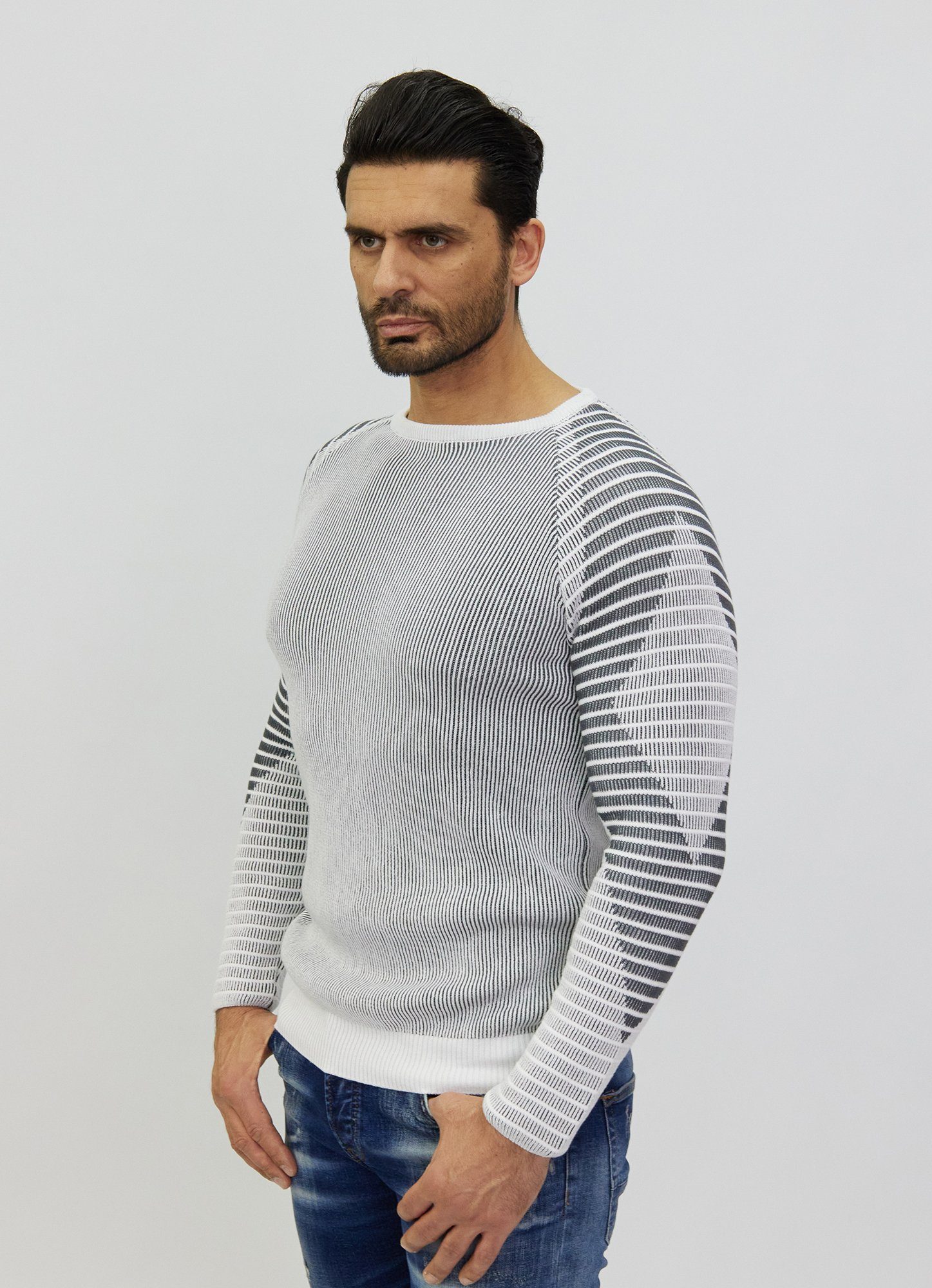 Denim Distriqt Strickpullover Zweifarbiger Feinstrick mit günstig online kaufen