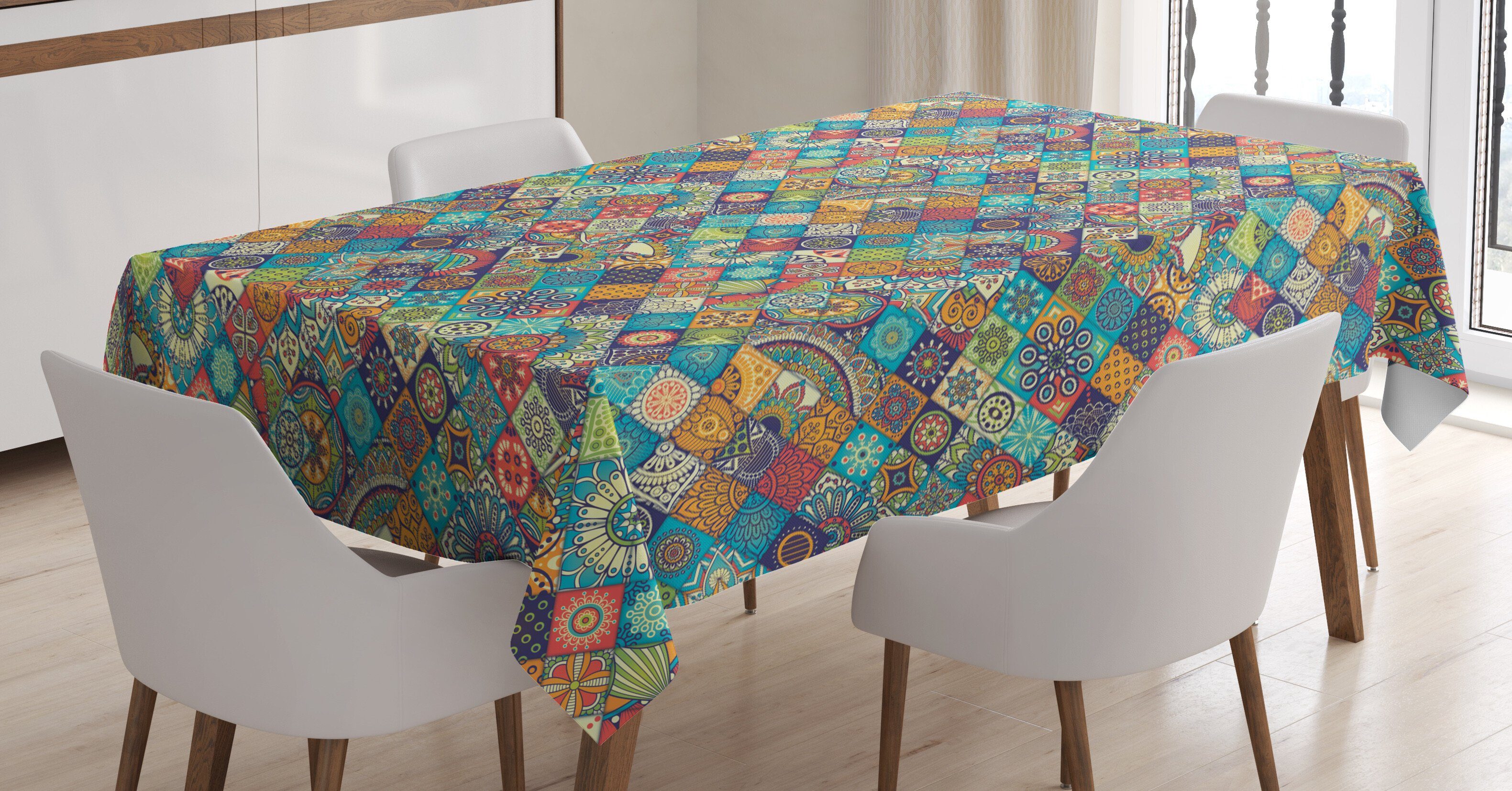 Motive Orientalische Außen den marokkanisch Tischdecke Waschbar Farbfest Abakuhaus Klare Farben, Bereich geeignet Für