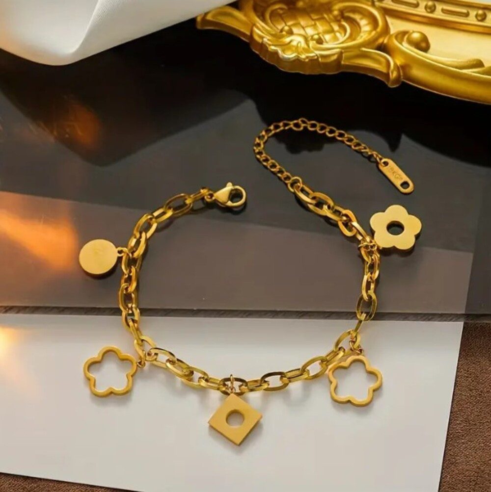 Lale Collection® Charm-Armband Gold Kleeblatt Schmuck Armband Accessoire Mo günstig online kaufen