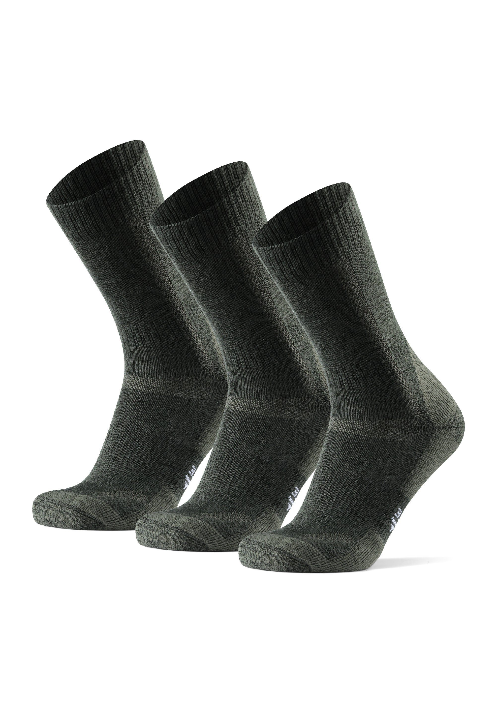 DANISH ENDURANCE Wandersocken Merino green für (Packung, Socks forest Classic & Herren, Kinder Damen Hiking 3-Paar) Anti-Blasen