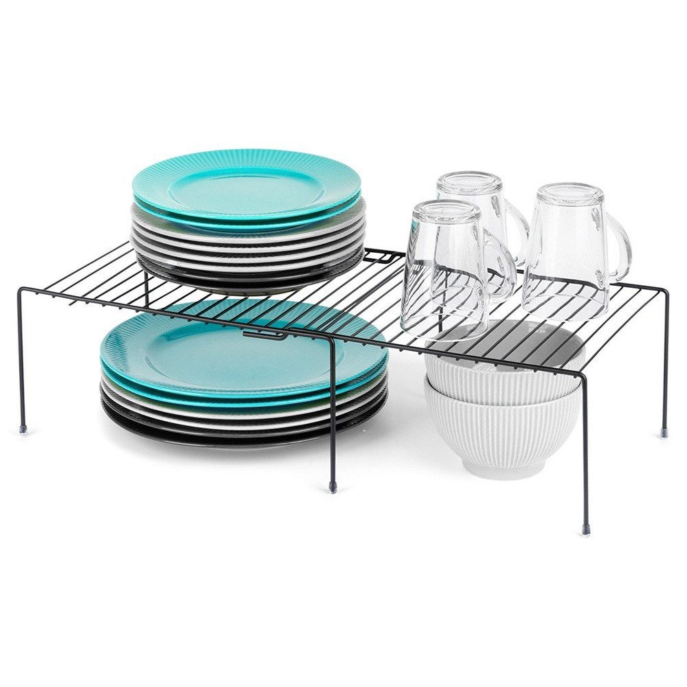 Vilde Unterstellregal ausziehbare Metallablage schwarz, ausziehbar, regulierbare Länge, Industrial-Stil, 34,5-48 x 25 x 15 cm
