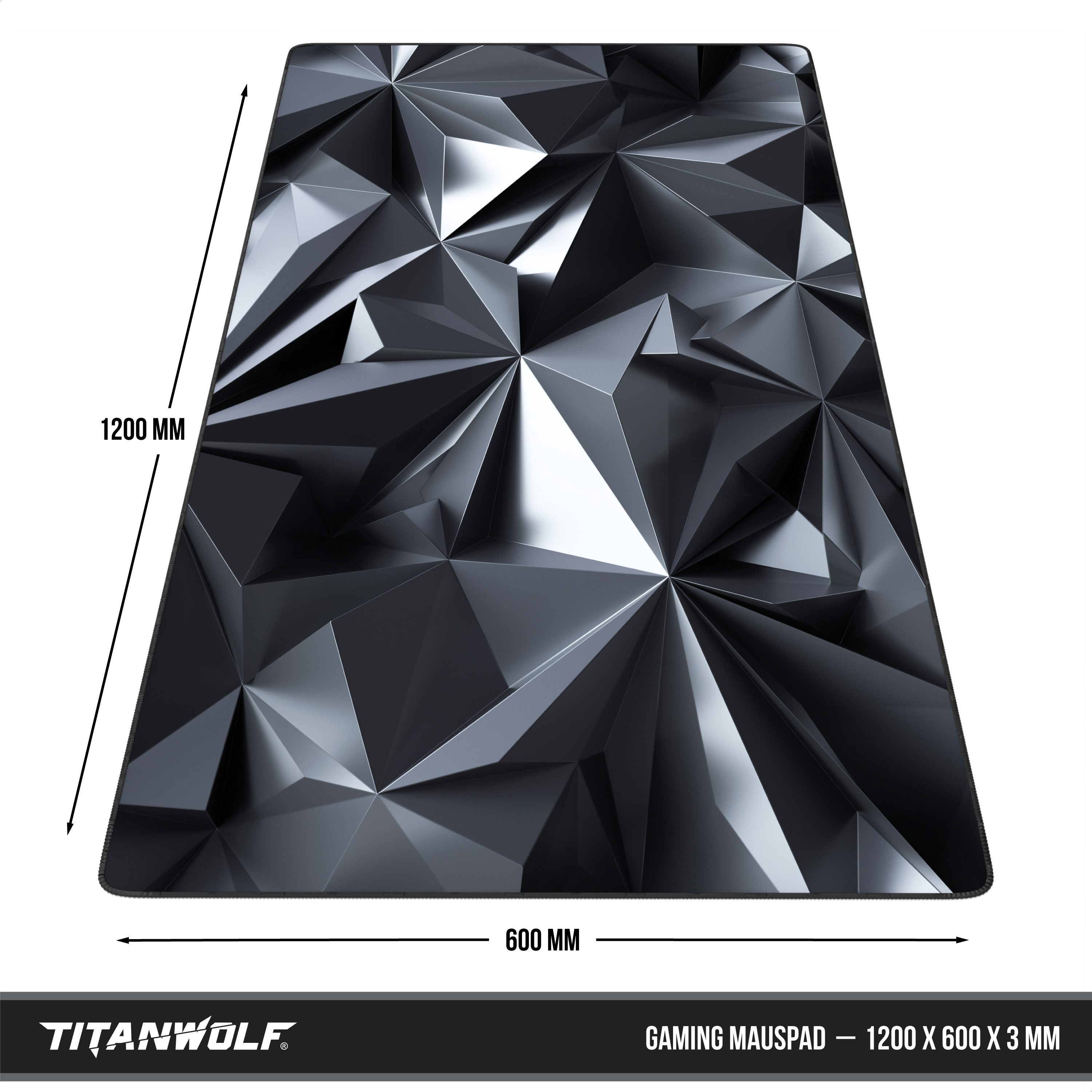 Titanwolf Gaming Mauspad XXXL Speed Mousepad 1200 x 600 x 3 mm, große Schreibtischauflage (1-St), rutschfest, abwaschbar, Geschwindigkeit & Präzision, Black Cry – Bild 2 von 5