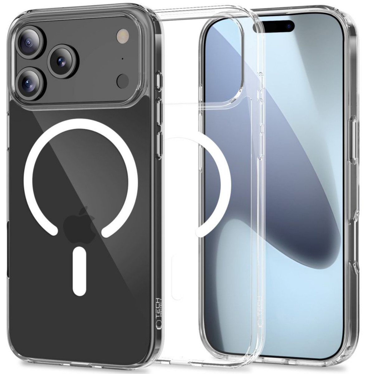 TECH PROTECT Handyhülle FlexAir Hybrid Cover kompatibel mit iPhone 17 Pro durchsichtig 6.3 Zoll, Transparente Hybridkonstruktion mit integrierter Magnetfläche