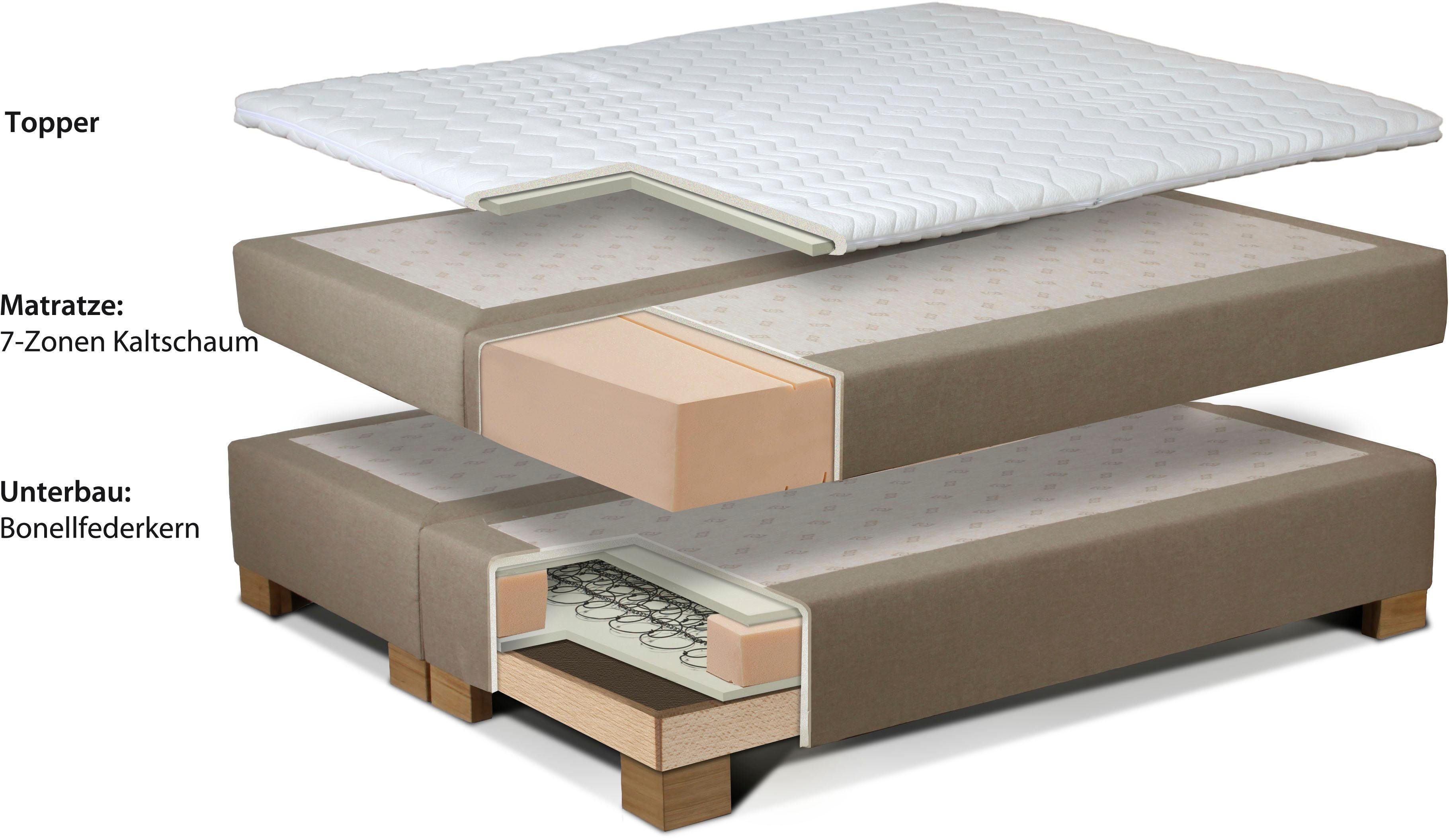 INOSIGN Boxspringbett "Coos" mit besonderer Steppung im Kopfteil, 3 Matratz günstig online kaufen