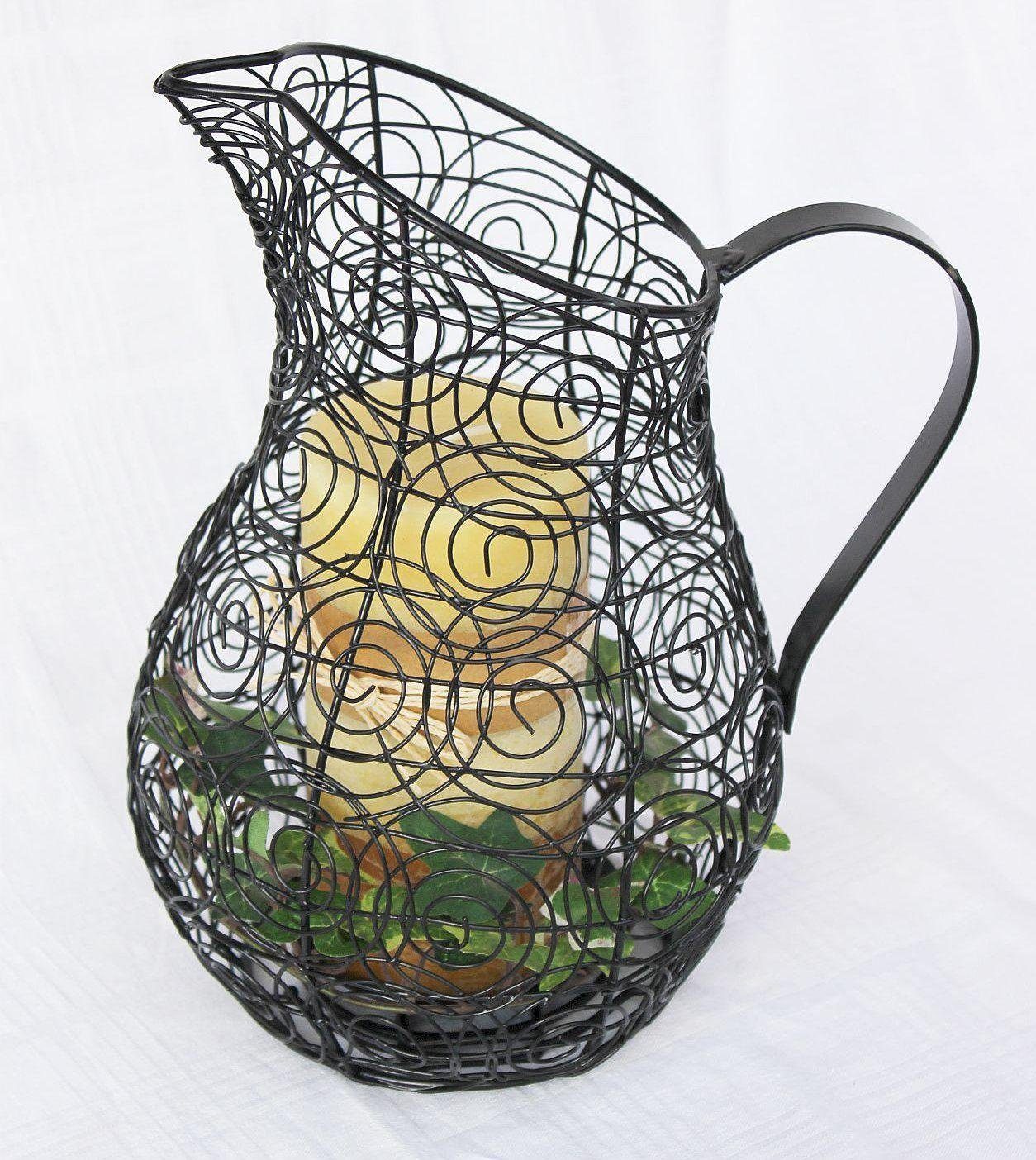 Ambiente Haus Kerzenlaterne Kerzenständer Kanne 26 cm Kerzenleuchter 75010 Kerzenhalter Wasserkrug, Krug