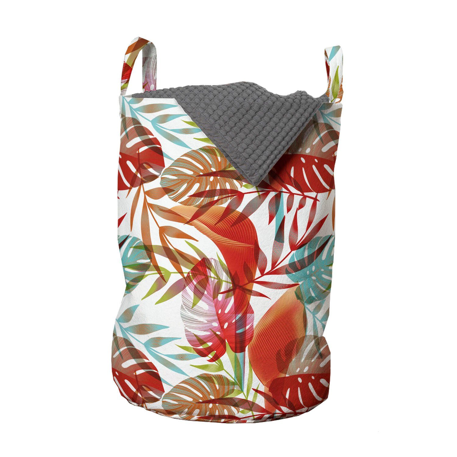 Abakuhaus Wäschesäckchen Wäschekorb mit Griffen Kordelzugverschluss für Waschsalons, Botanisch Tropical Element Entwurf