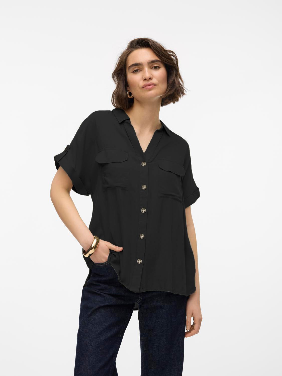 Vero Moda Hemdbluse VMBUMPY S/S SHIRT WVN GA NOOS