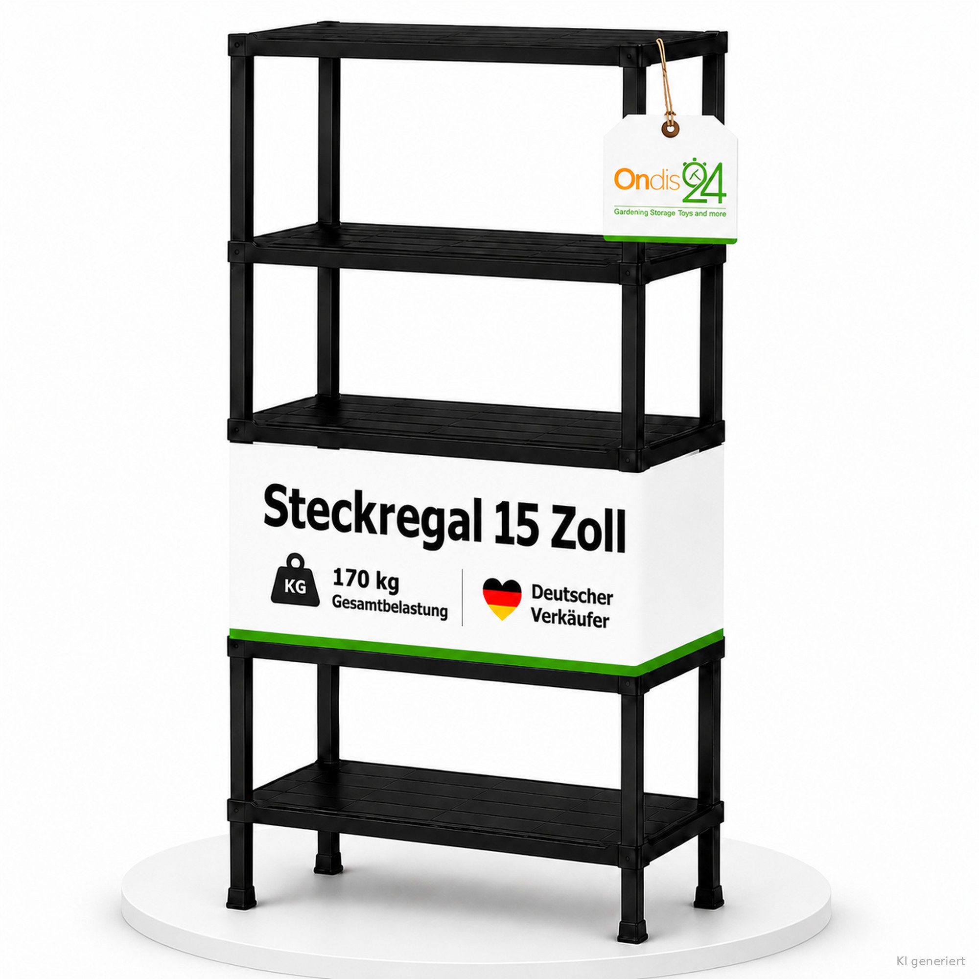 ONDIS24 Steckregal Lagerregal, 71 x 35 x 172 (H) cm, Steckregal, Kunststoffregal, 1-tlg., 15 Zoll Schwerlastregal, bis zu 180 kg belastbar
