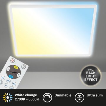 Briloner Leuchten LED Panel 7082-016, CCT Farbtemperatursteuerung, Fernbedienung, dimmbar, ultraflach, indirektes Licht, LED fest verbaut, Kaltweiß, Neutralweiß, Tageslichtweiß, Warmweiß, Deckenlampe, 42x42x2,9cm, Weiß, 22W, Wohnzimmer, Schlafzimmer, Küche