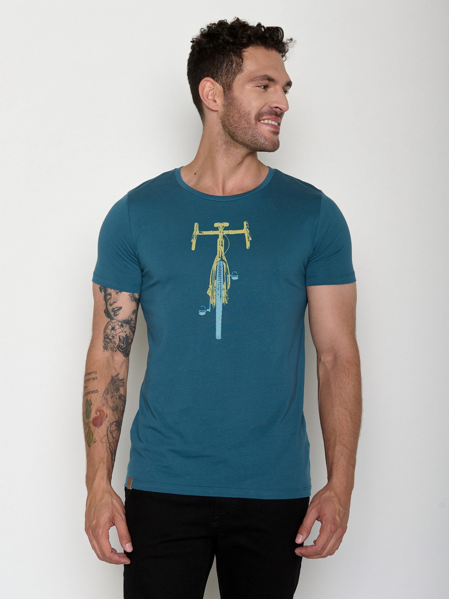 GreenBomb T-Shirt Guide Bike Front Stamp Motiv Fahrrad (1-tlg., 1) klassischer Schnitt, tailliert, Rundhalsausschnitt, Bio-Baumwolle