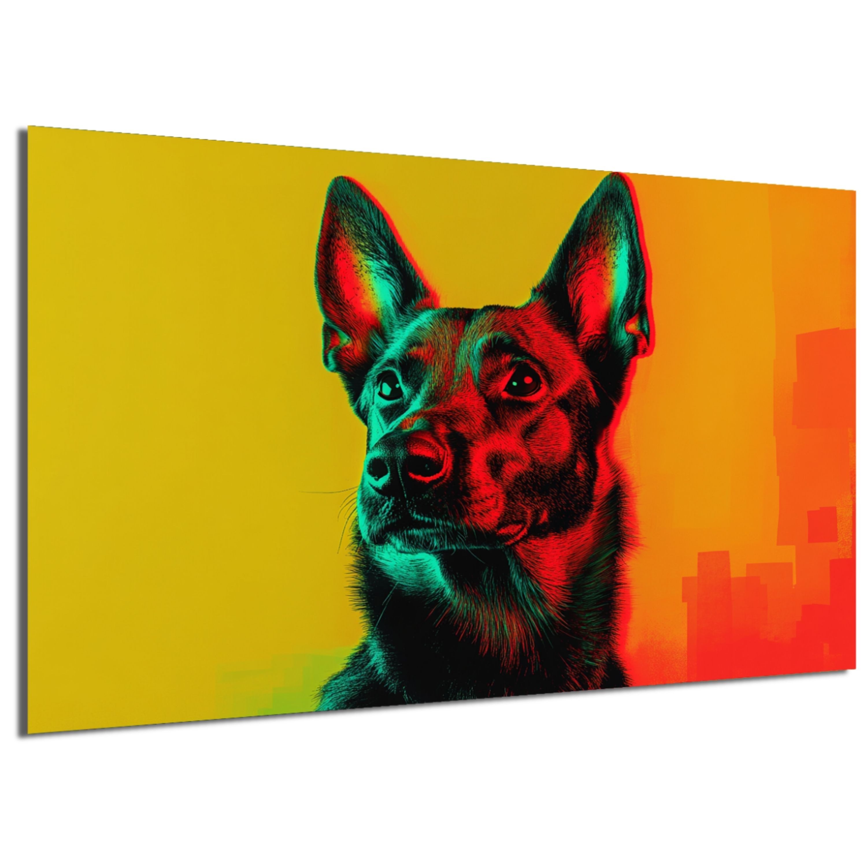 DARO Design Leinwandbild Modern Abstrakt Wandbilder XXL Wandbild Wand Deko Leinwand Изображения, (Malinois Warhol Glitch - Bild groß Wohnzimmer Schlafzimmer Küche Esszimmer Einteilig Querformat Fotodruck Leinwände Wanddeko Abstrakte Kunst Boho), 30x20cm
