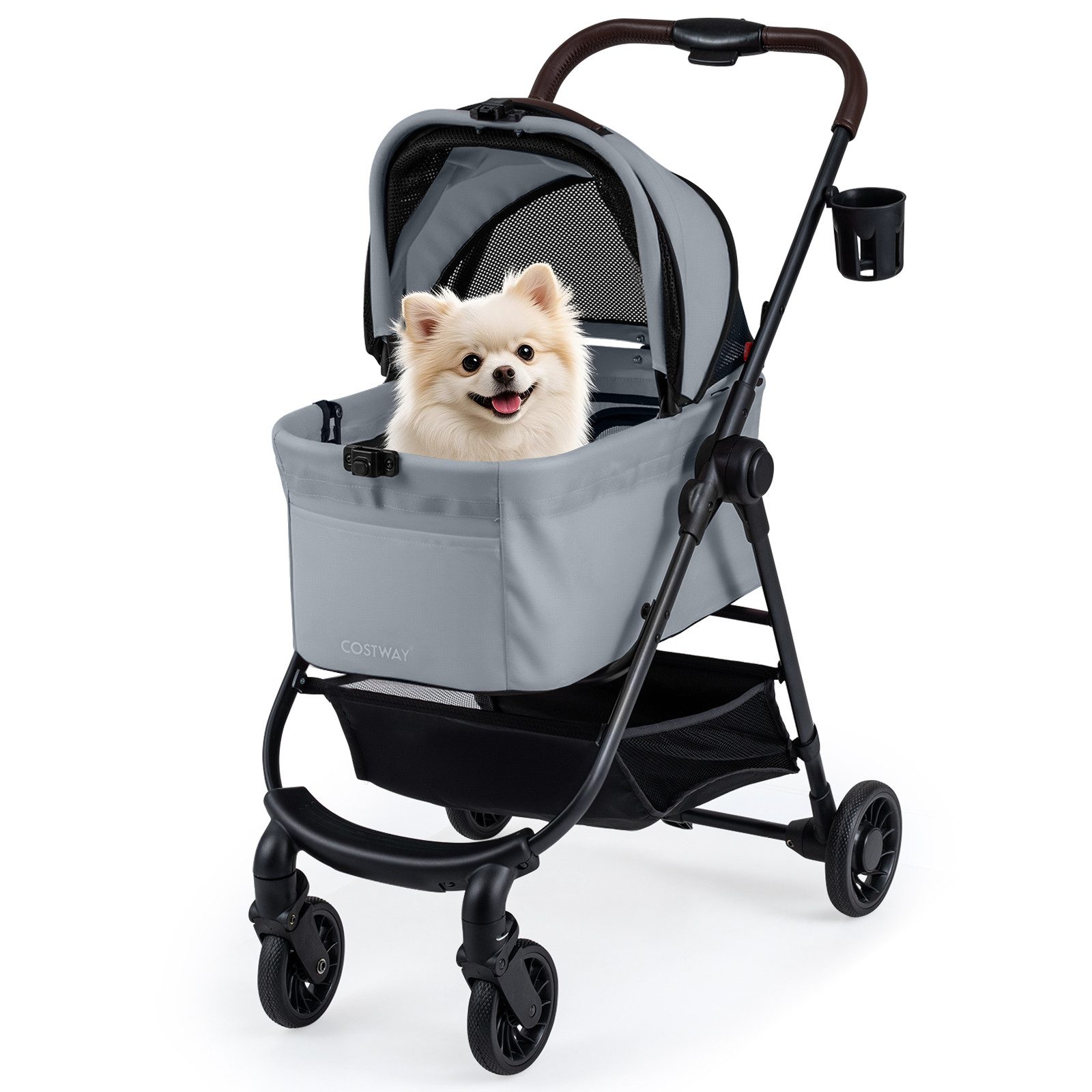 COSTWAY Hundebuggy, (1-tlg), Hundewagen, Haustiere Buggy bis 15 kg, klappbar