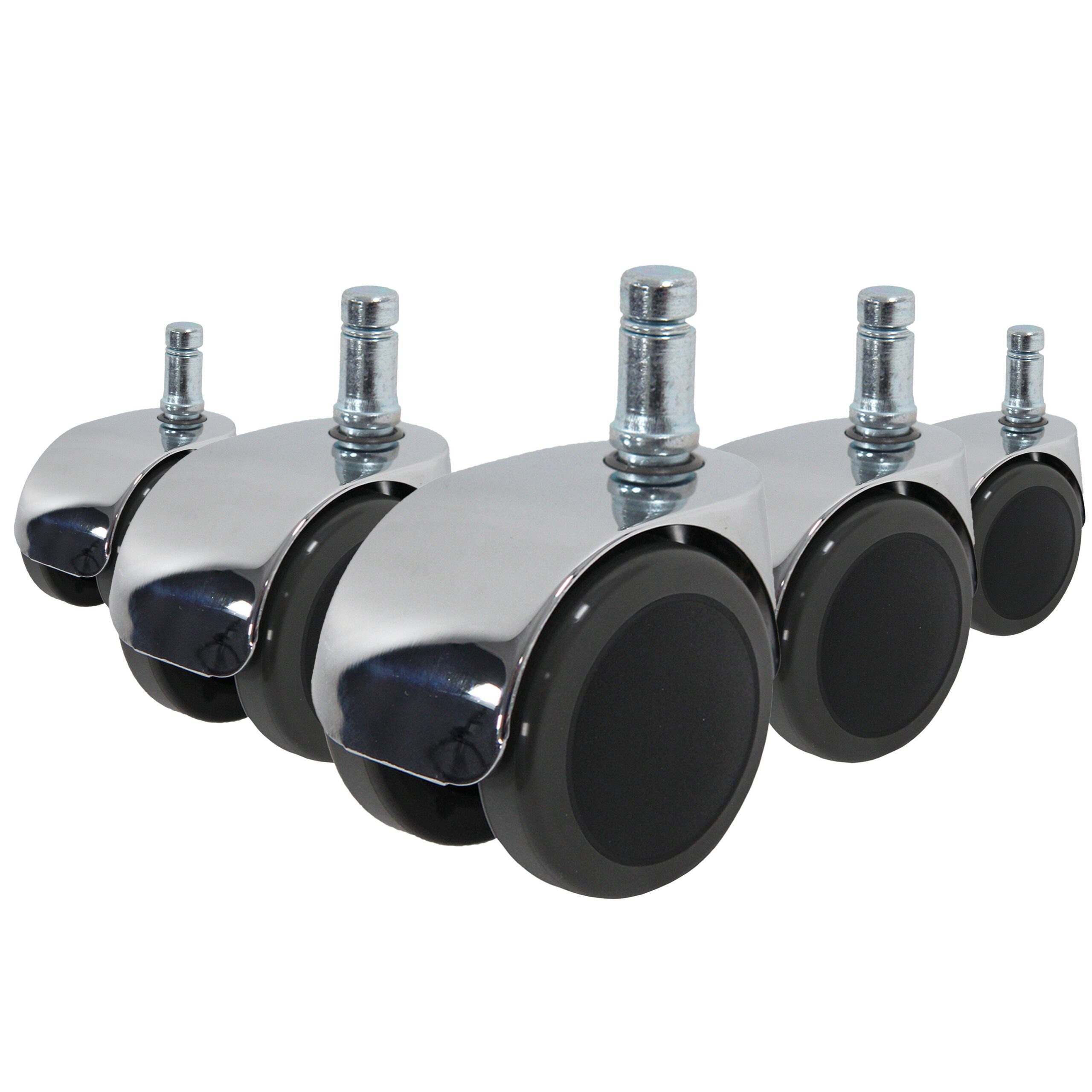 hjh OFFICE Stuhlrolle Stuhlrollen 5X Rolo Lux 11Mm/50Mm, (5er Pack), Hartbodenrollen Bürostuhl, Rollen für Schreibtischstuhl