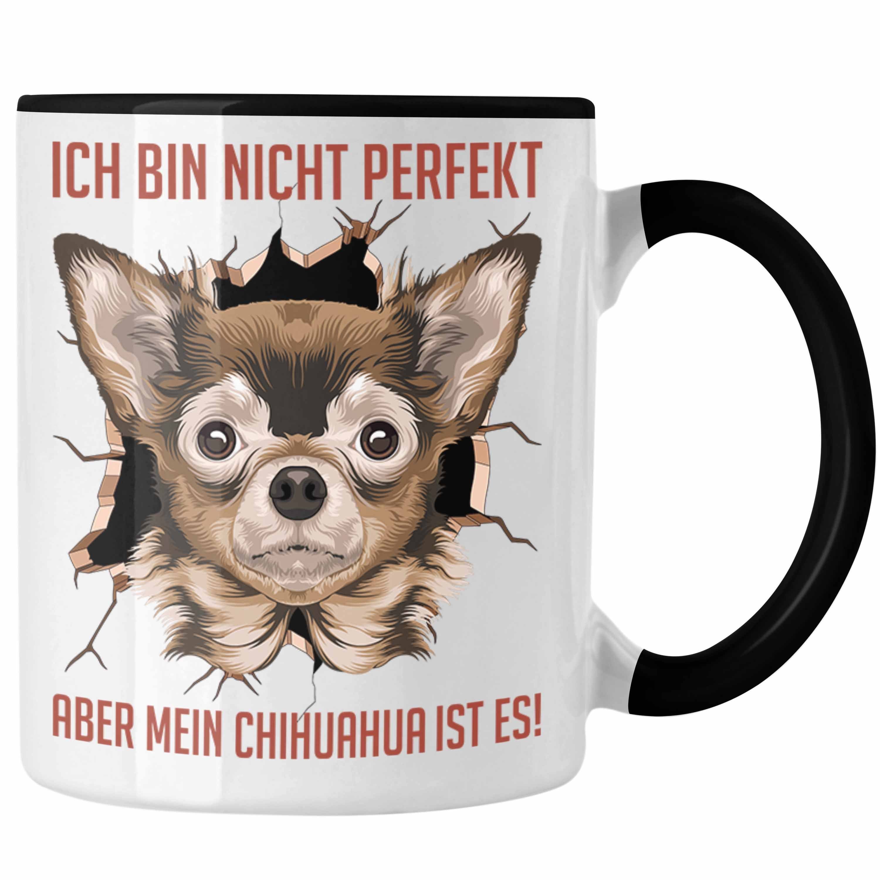 Trendation Tasse Chihuhahua Besitzer Tasse Geschenkidee Frauchen Geschenk Kaffee-Becher Schwarz