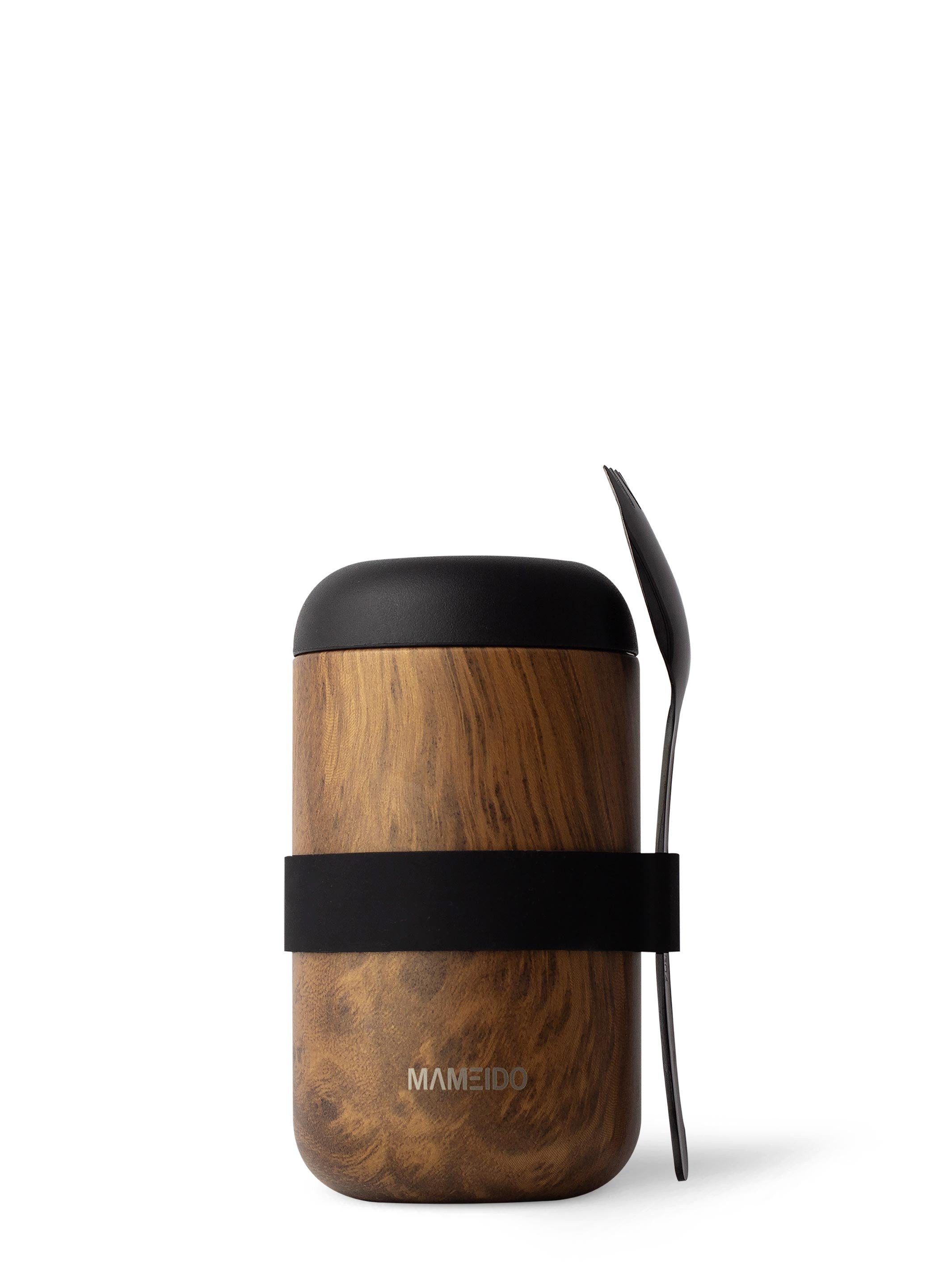 MAMEIDO Thermobehälter, Edelstahl, Kunststoff, Silikon, auslaufsicher mit Deckel und Gabel-Löffel-Besteck in 500 ml & 800 ml
