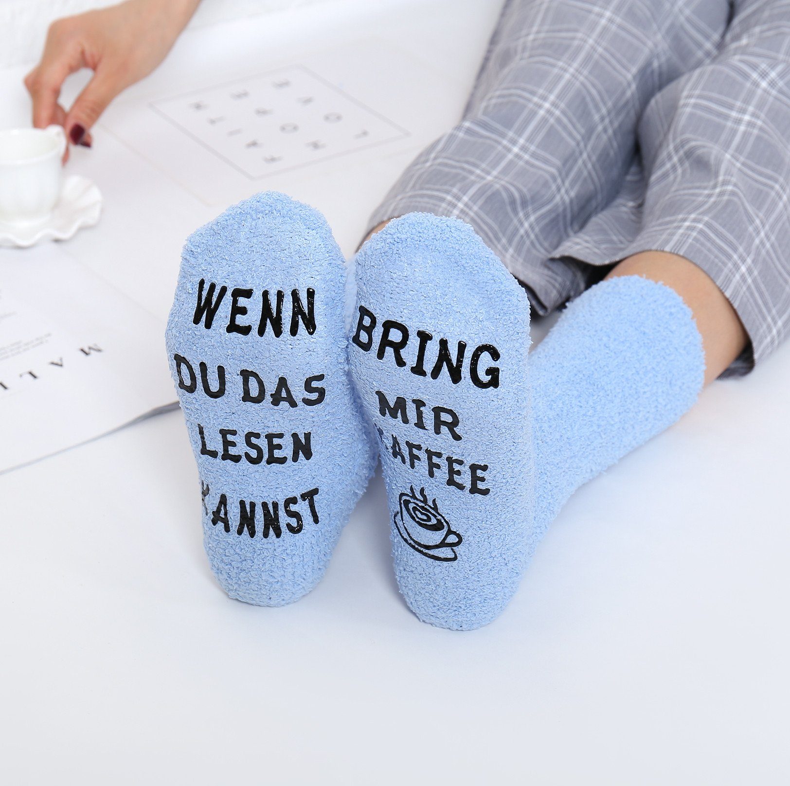 Lucadeau Kuschelsocken mit Spruch "bring mir günstig online kaufen