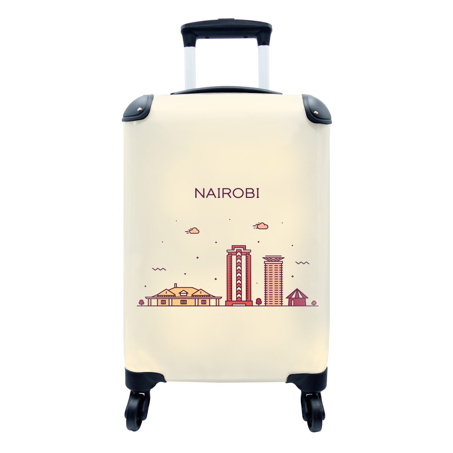 MuchoWow Handgepäckkoffer Skyline - Nairobi - Kenia, 4 Rollen, Reisetasche mit rollen, Handgepäck für Ferien, Trolley, Reisekoffer