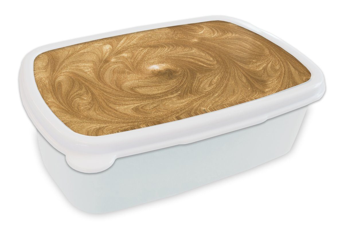 MuchoWow Lunchbox Kreis - Golden - Farbe, Kunststoff, (2-tlg), Brotbox für Kinder und Erwachsene, Brotdose, für Jungs und Mädchen weiß