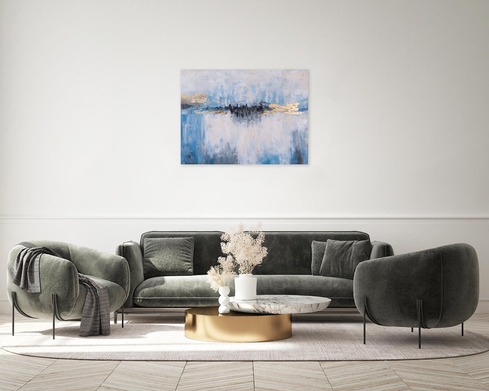 KUNSTLOFT Gemälde Sinfonie des Meeres 100x75 cm, Leinwandbild 100% HANDGEMALT Wandbild Wohnzimmer