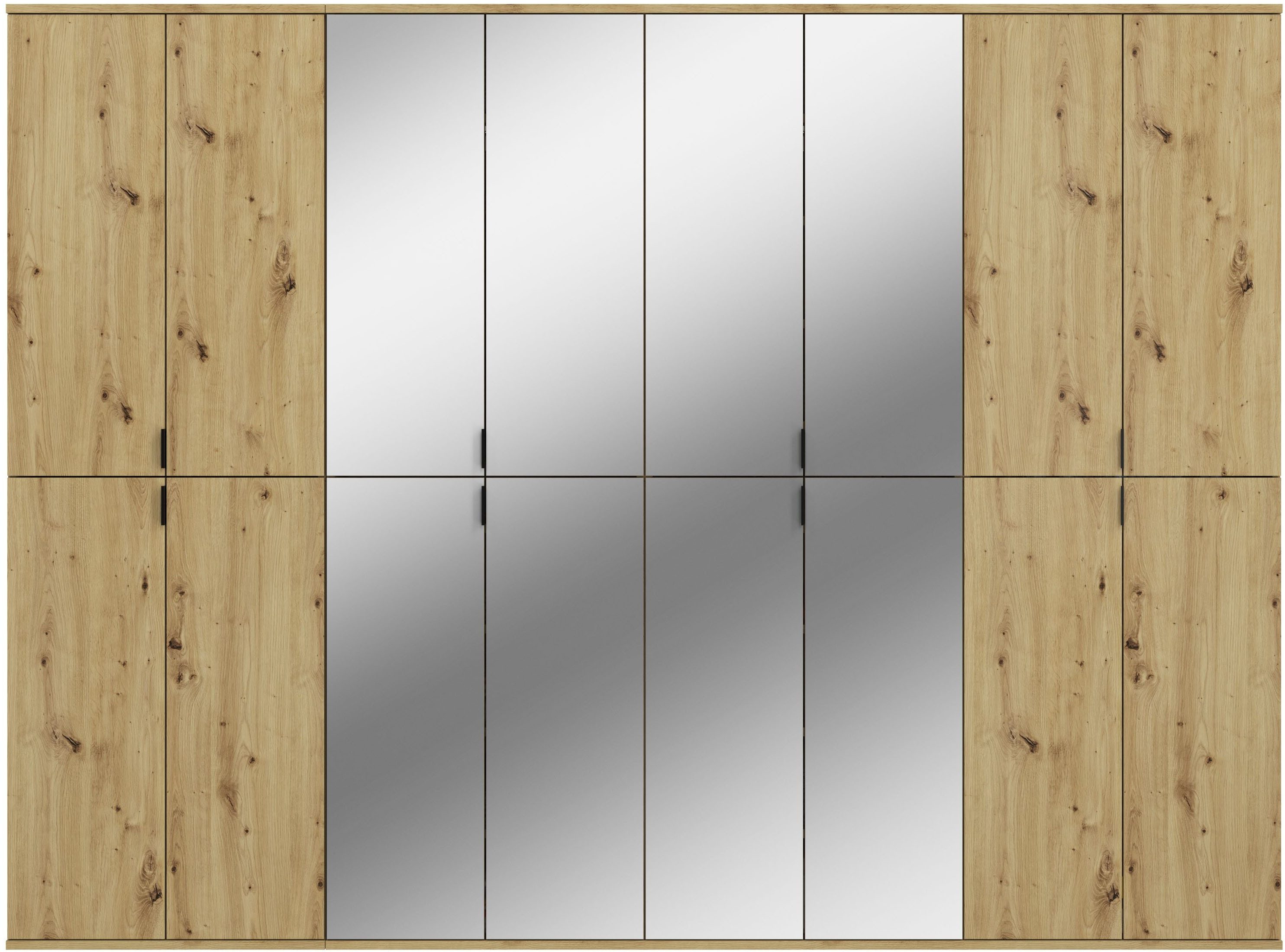 Home affaire Garderoben-Set Trondheim, Breite 244 cm, best. aus 4 Schränken, 16 Türen, 36 Fächer, (Set, 4-St), inkl. ausziehbarer Kleiderstange, Garderobenschrank, Kleiderschrank