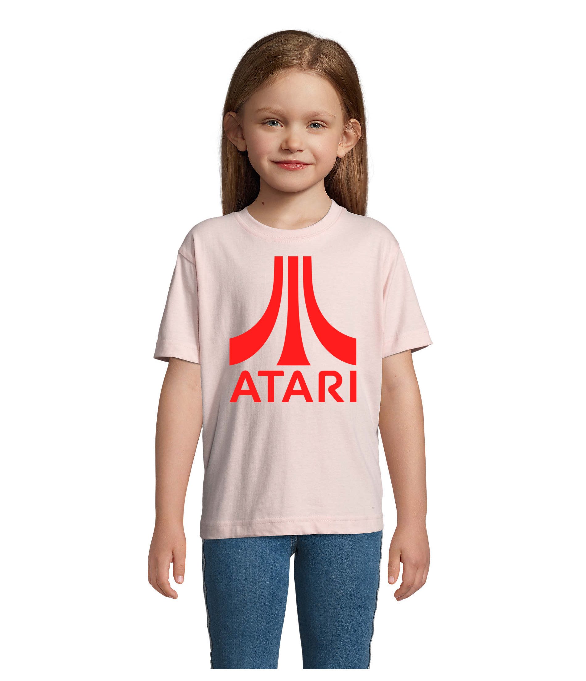 Blondie & Brownie T-Shirt Kinder T Shirt Atari Rot Logo Baumwolle Freizeit Komfort (Einzeln, Einzelartikel) Atari Logo Kinder T Shirt Rot Retro Baumwolle Freizeit bequem