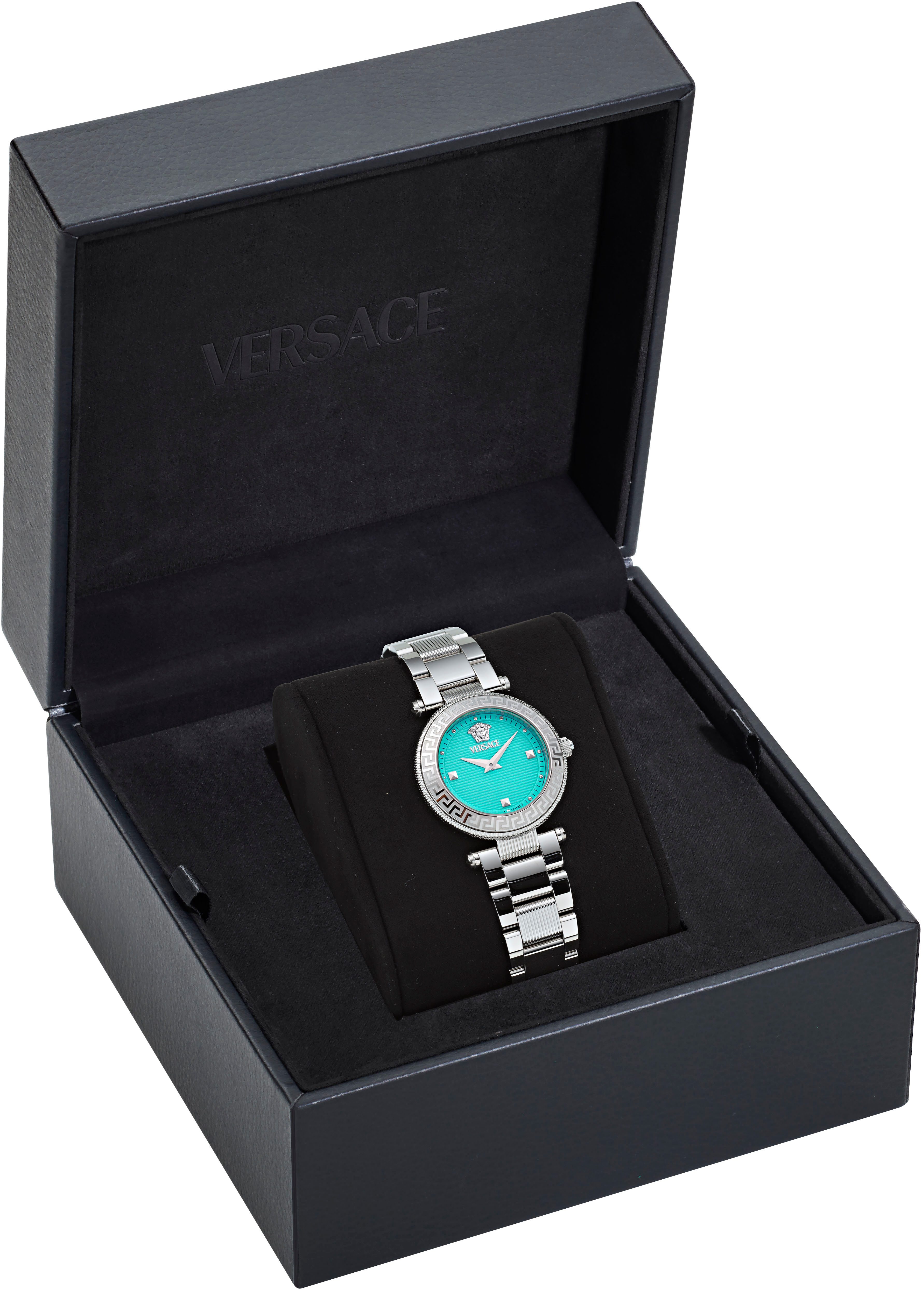 Versace Quarzuhr REVE PETITE VEBFA0124, Armbanduhr, Damenuhr, Swiss Made, Edelstahlarmband, analog, Saphirglas