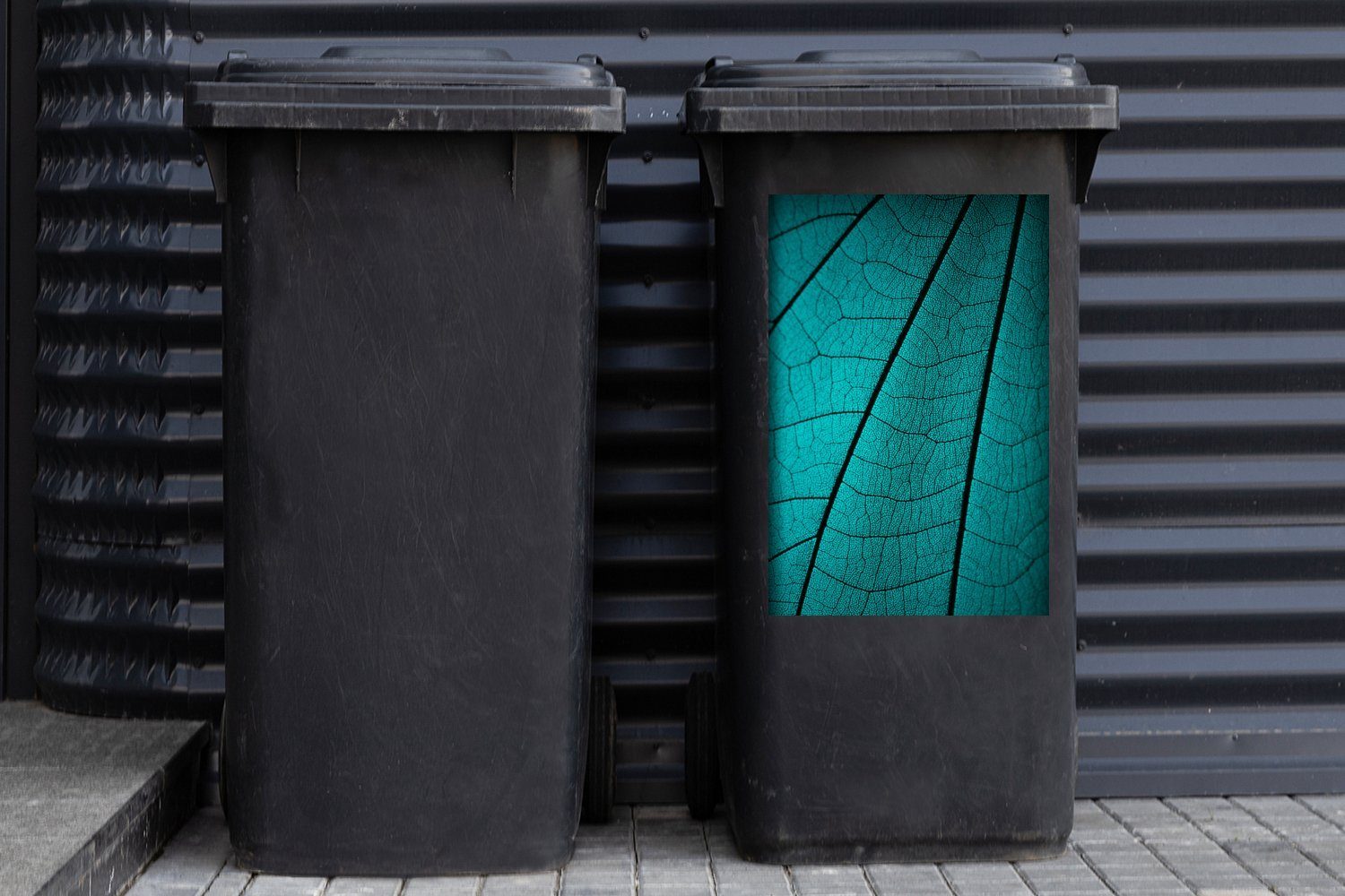 Adern Nahaufnahme Blattes Abfalbehälter Mülleimer-aufkleber, eines St), mit Mülltonne, Sticker, Wandsticker MuchoWow (1 Container,