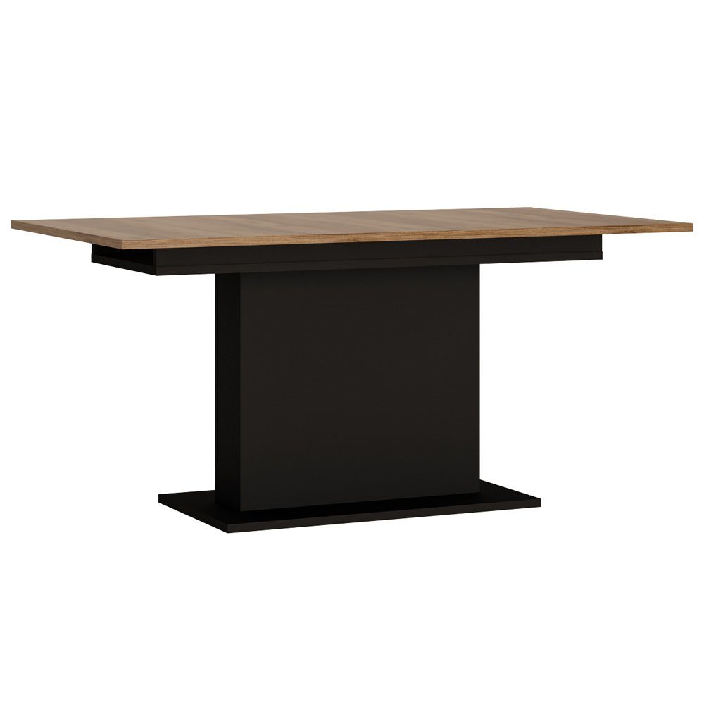 Lomadox Esstisch BRISTOL-129, ausziehbar 160-200 cm in Catania Eiche Nb. mit schwarz 160/76,5/90 cm