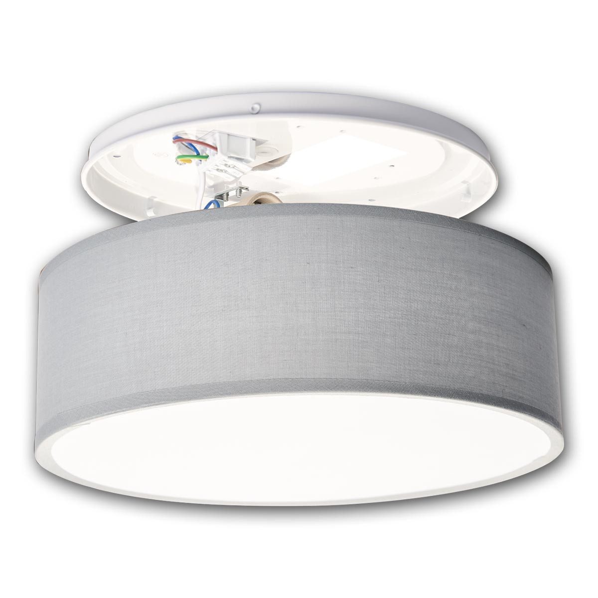 EINLICHT LED Deckenleuchte Deckenleuchte FABRIC Stoff Blaugrau, Ø30cm, 1x E27