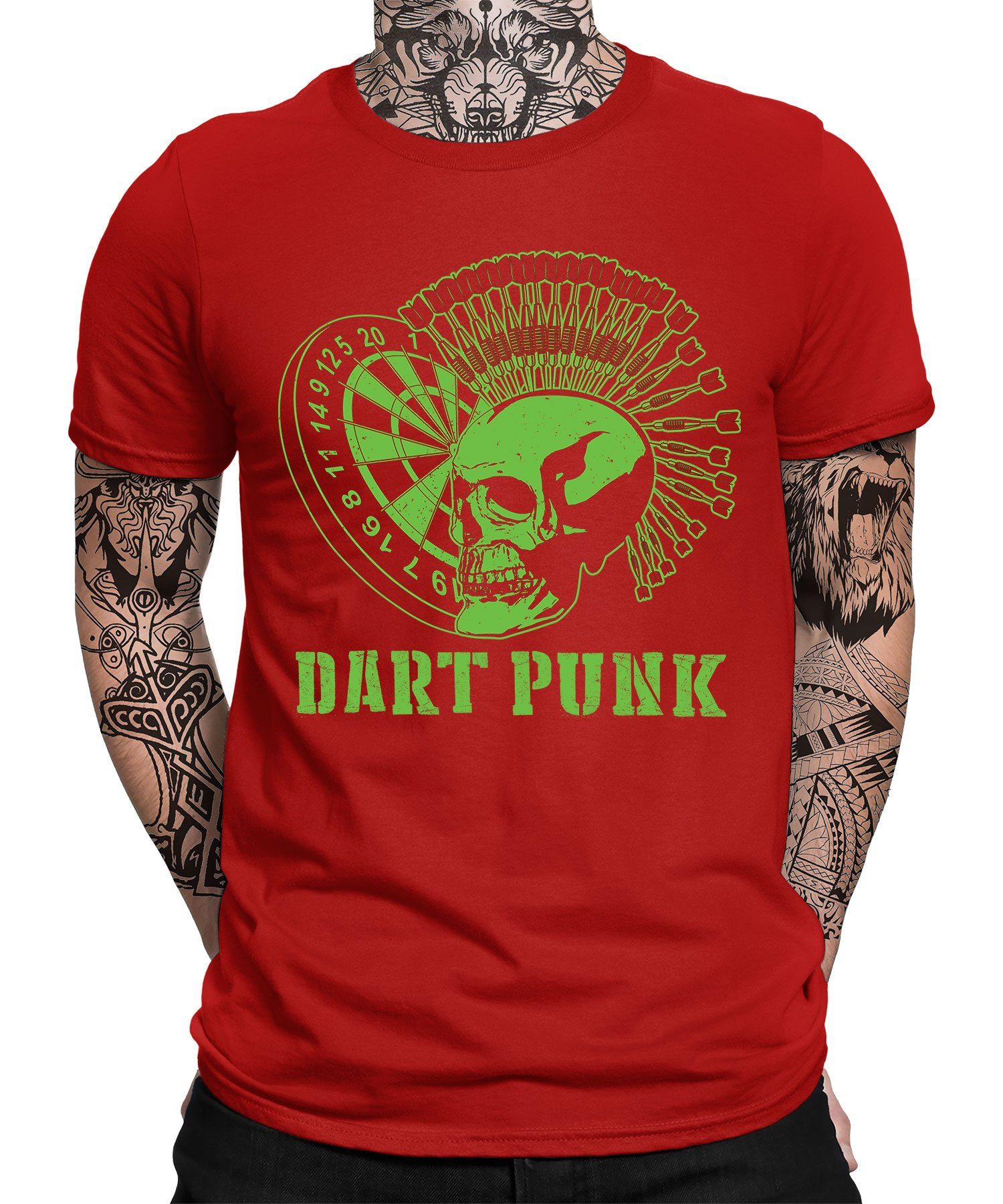 Quattro Formatee Kurzarmshirt Dart Punk - Dart Dartscheibe Dartpfeil Dartspieler Herren T-Shirt (1-tlg) Rot